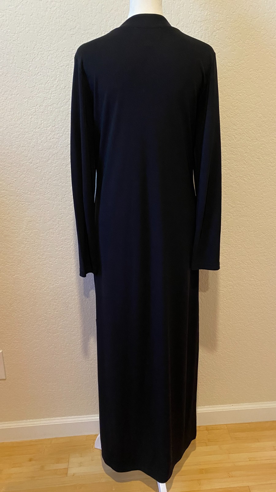 Vintage Emanuel Ungaro Black Full Button Maxi Dress Sz M Travel Career Minimalis