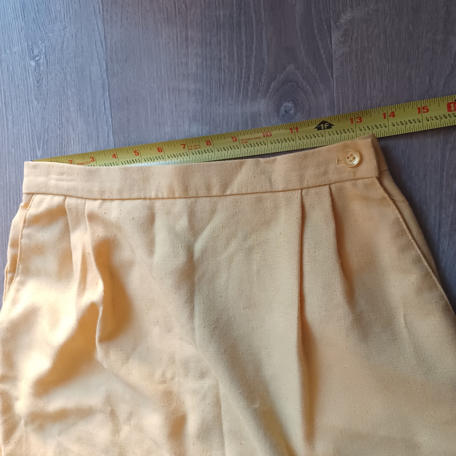 Vtg Joyce Sportswear Yellow Pencil Straight Skirt Pleats Sz 13/14 Made in USA