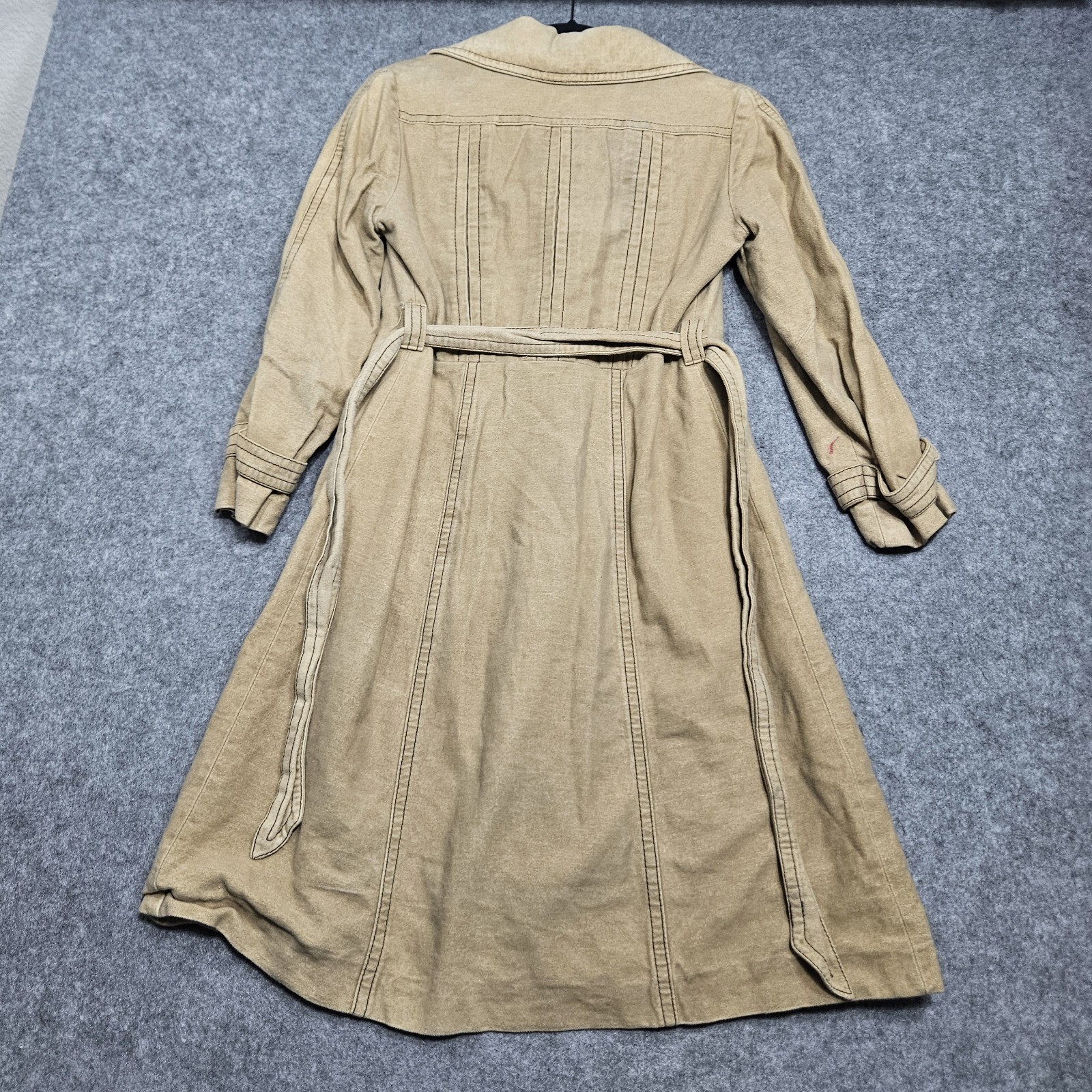 Vintage 60s Faux Suede Long Trench Coat Size Small By Debbi Robert