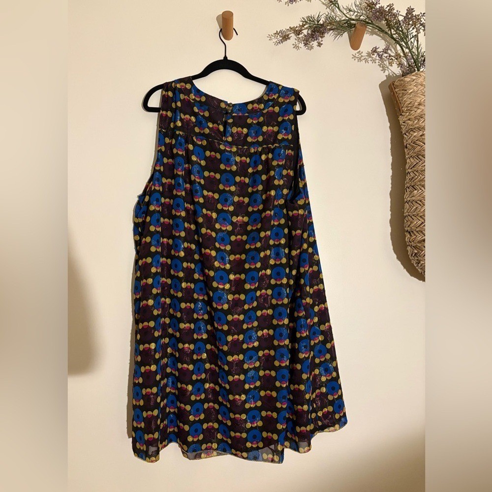 Plus Size Lined Retro Mod Shimmery Dress-3X