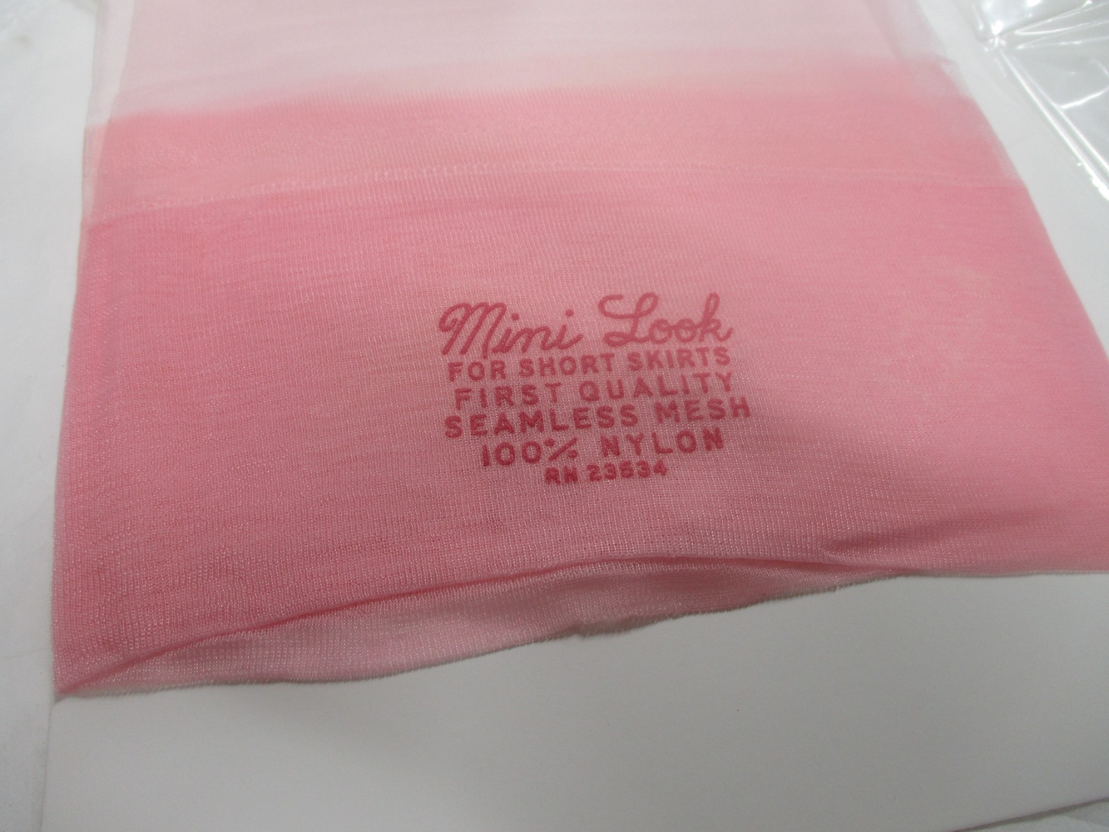 1PR VINTAGE UNBRANDED RT SHEER MICRO MESH NYLON STOCKINGS SIZE 11 LONG 36&Prime; PINK