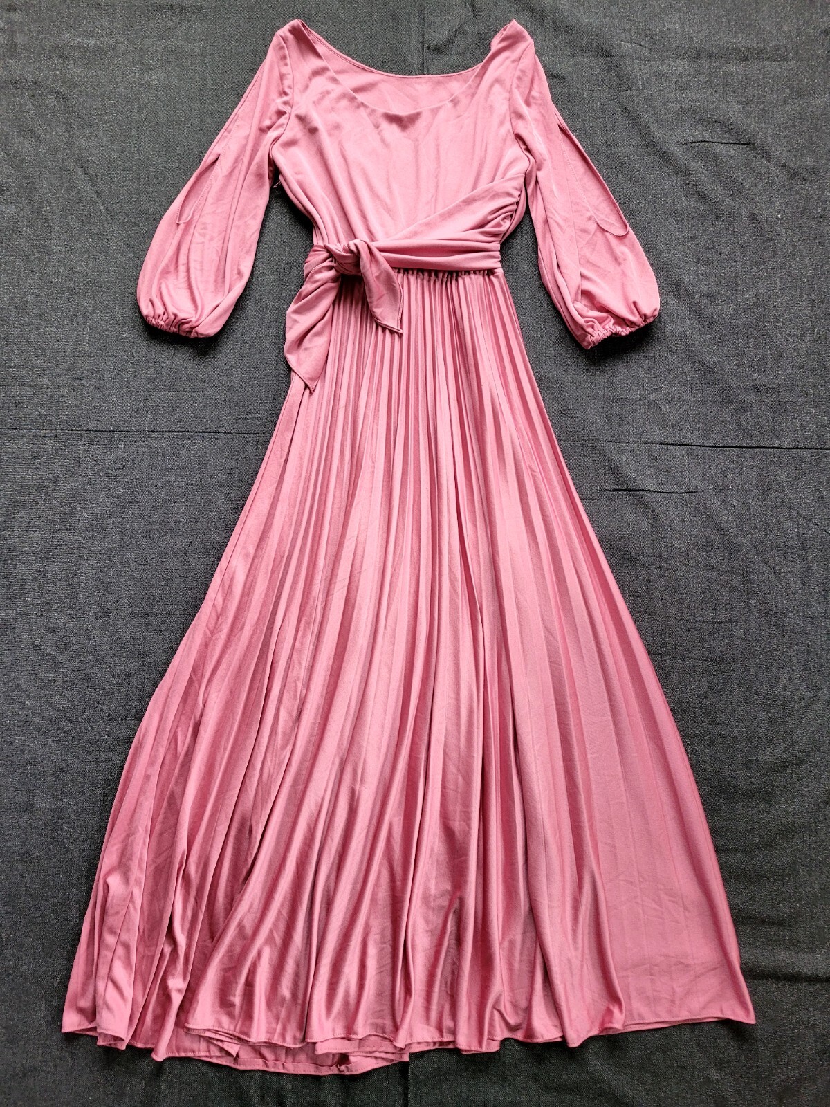 Vintage 70&rsquo;s Greek Goddess Dress Rose Pink Evening Gown Retro Size S/M