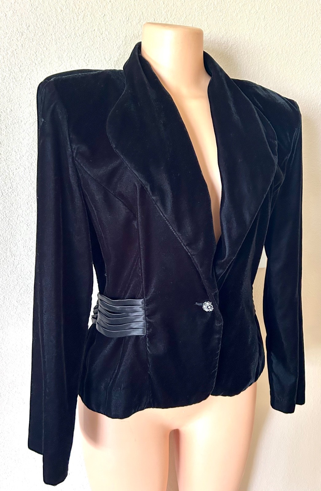 Vintage Another Thyme Black Velvet Steampunk Tuxedo Holiday Jacket Blazer M