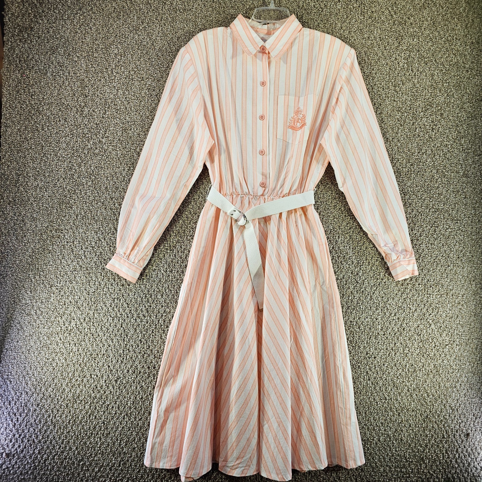 Vintage Allison Blair Dress Womens Sz 18 Striped Long Sleeve Collared Tie