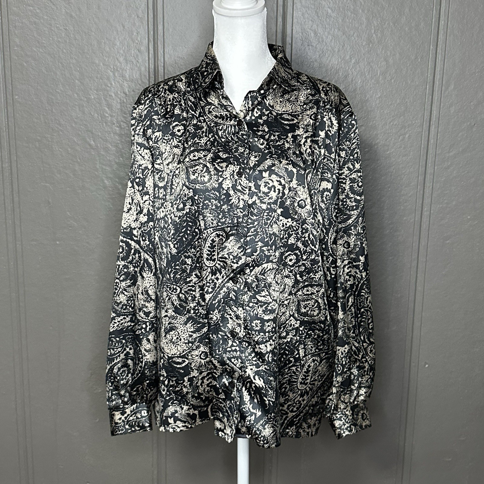 Vintage Russ Satin Paisley Print Blouse