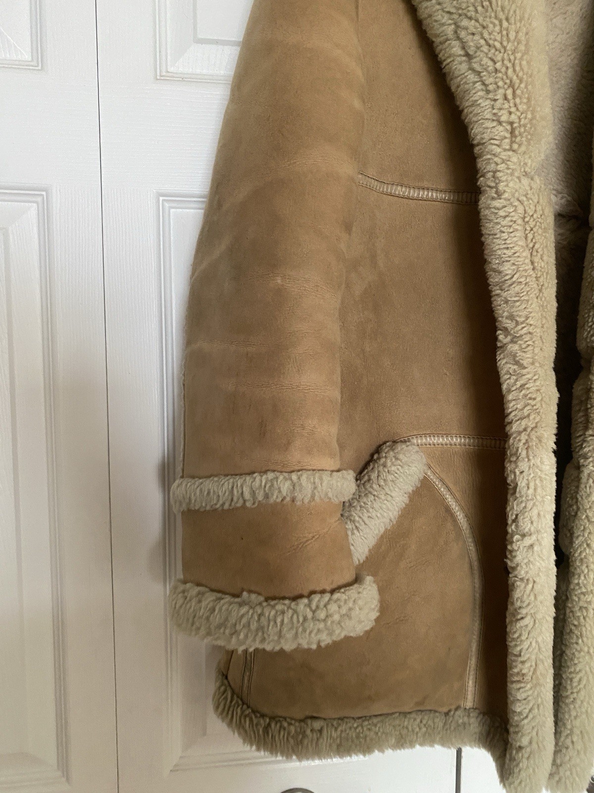 Vintage John Paterson UK Shearling Coat Real Lambskin 38 England Leather Women