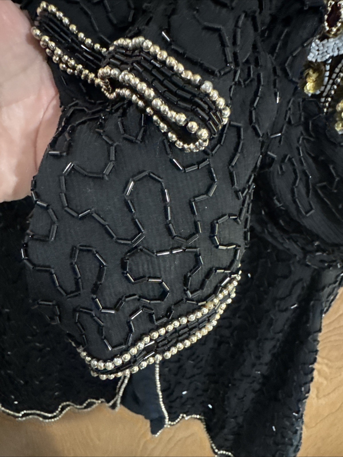 Vintage Fully Beaded/Sequined 100% Silk Jacket /Rayon lining, made in India, Lg