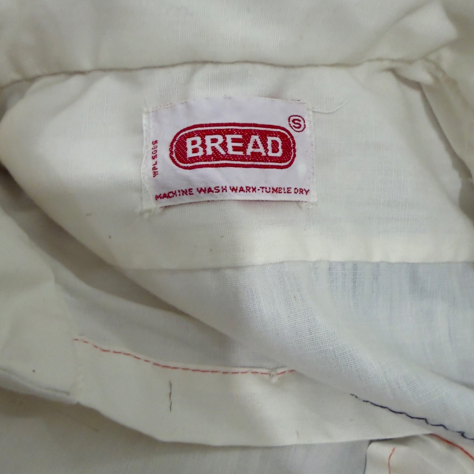 Vintage Bread 70s Cream Button Up Shirt Hand Embroidered Pirate Graphic Small
