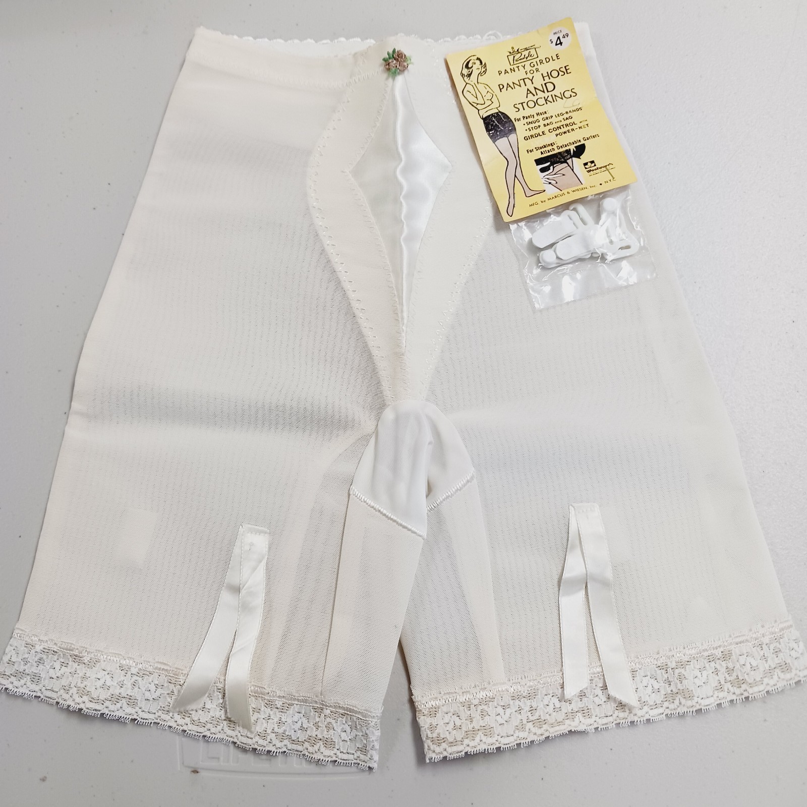 Marcus & Wiesen Primstyle Vintage White Panty Girdle Size L Waist 29-30