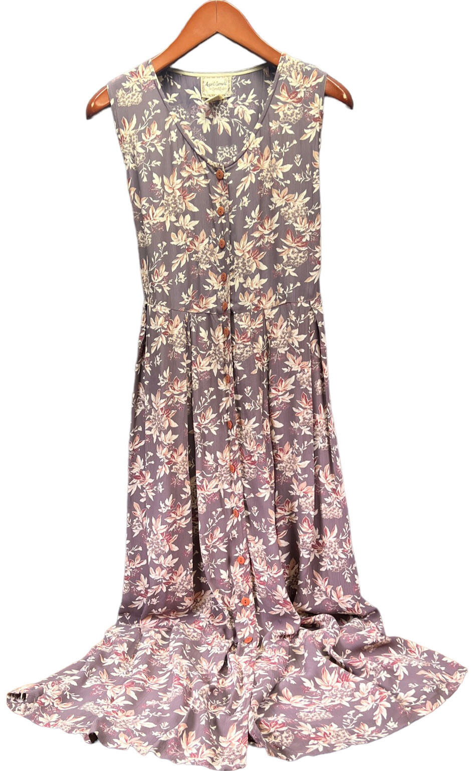 Vintage April Cornell Womens Floral Sleeveless Maxi Dress Size S/M Cottagecore