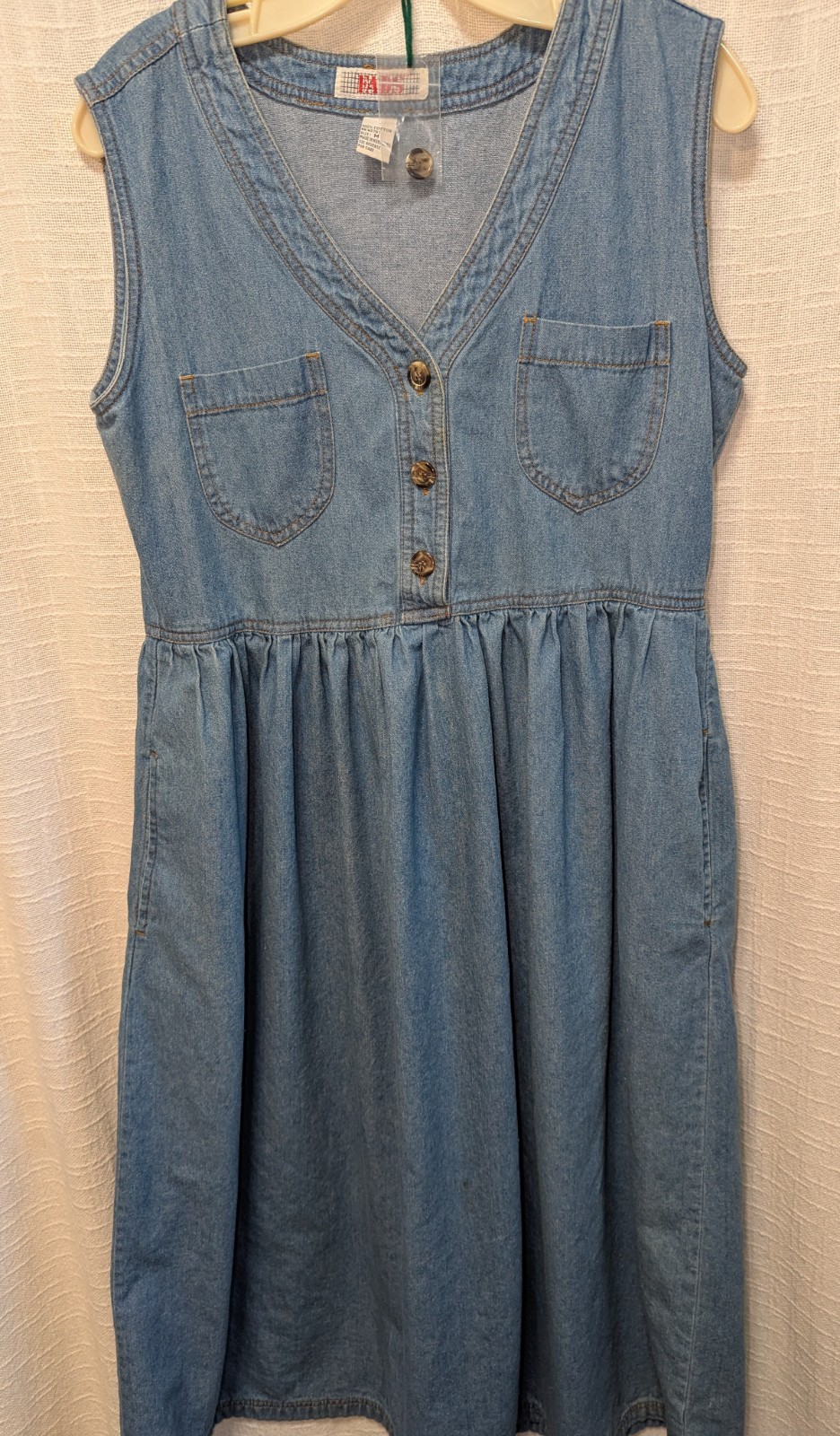 Late 1980s Denim Dress – With Pockets Utility Style, Medium, Estate Find