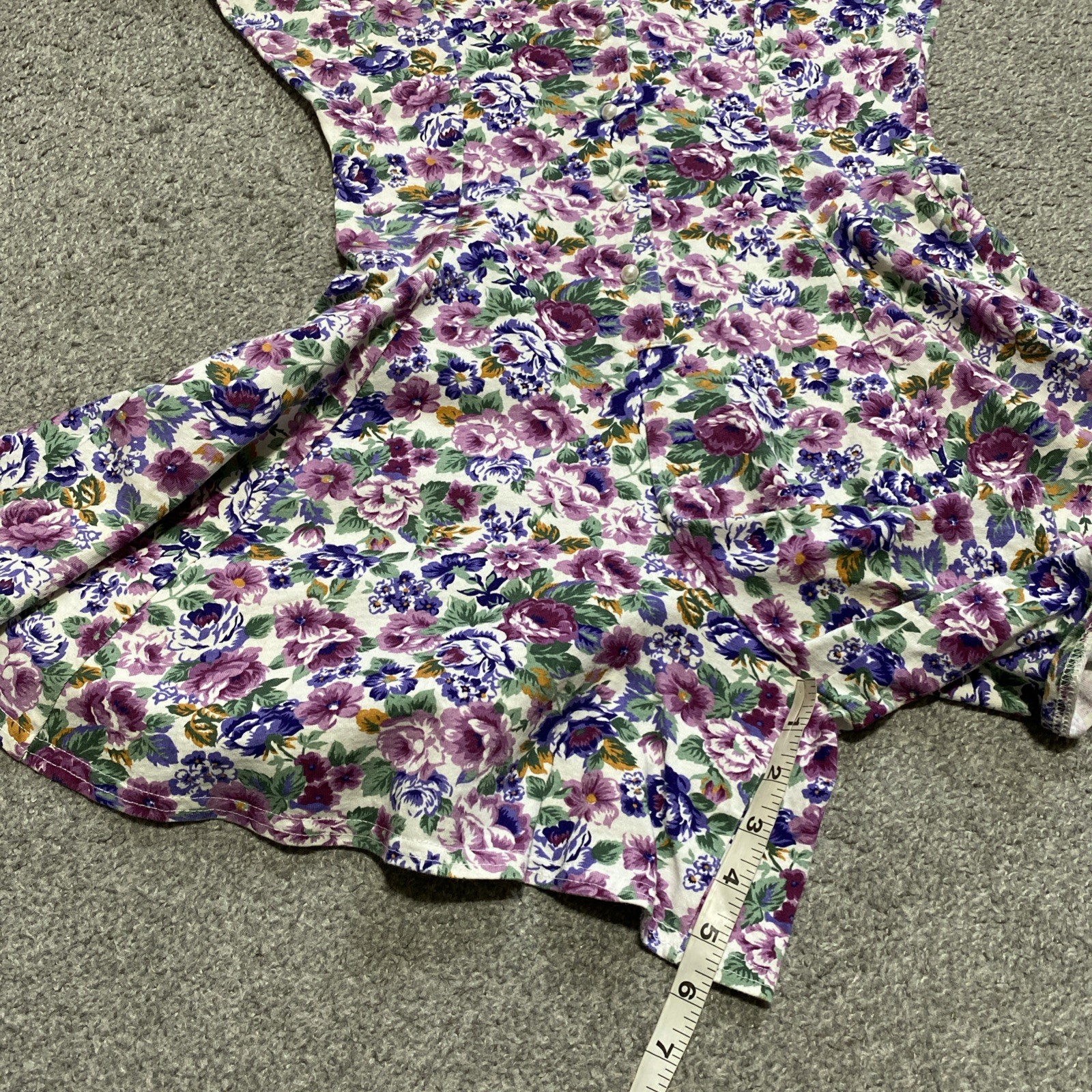 Vtg 80s Spring Floral Button Up Romper M Cotton Best American Clothing *Read*