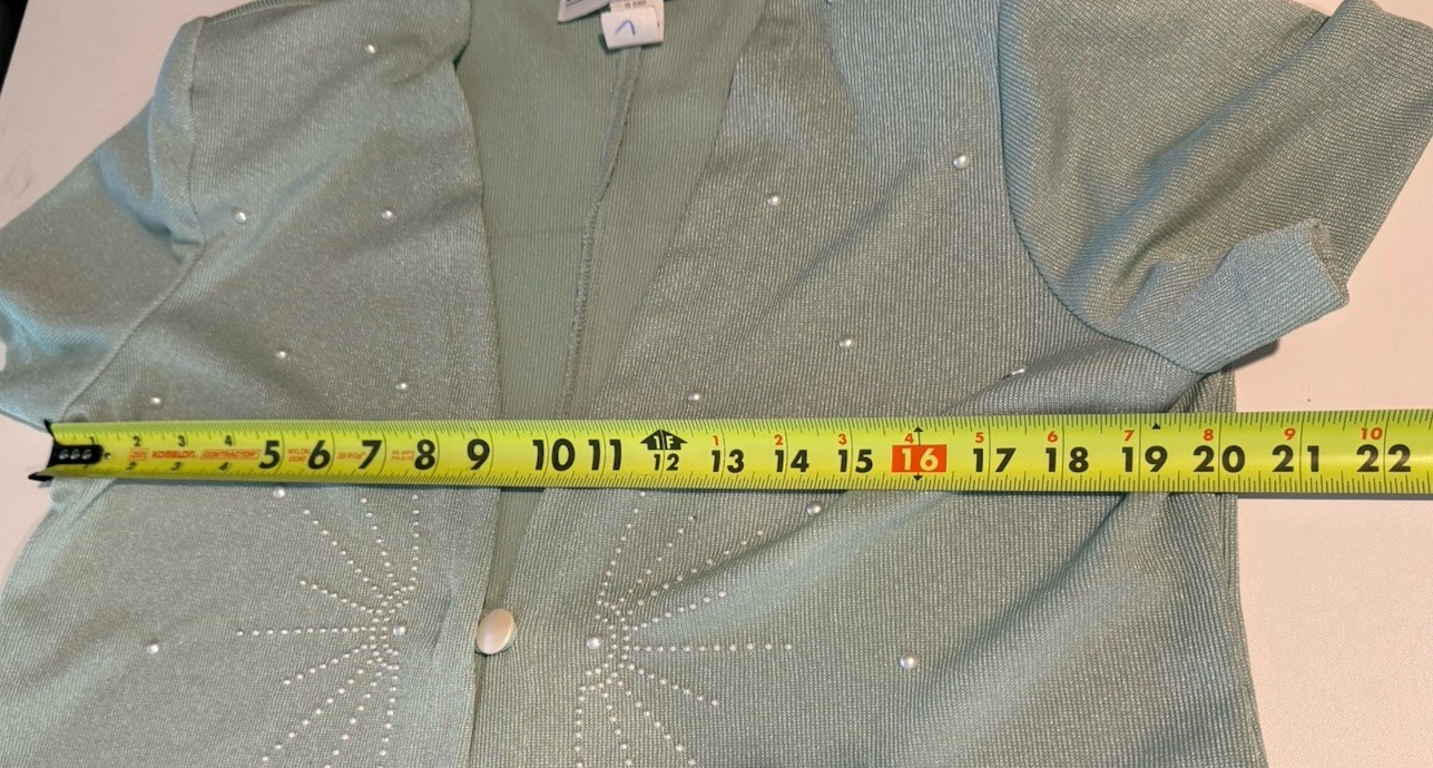 2 Piece Vintage Another Thyme Green Dress/Cardigan Women’s 14 Petite USA Made
