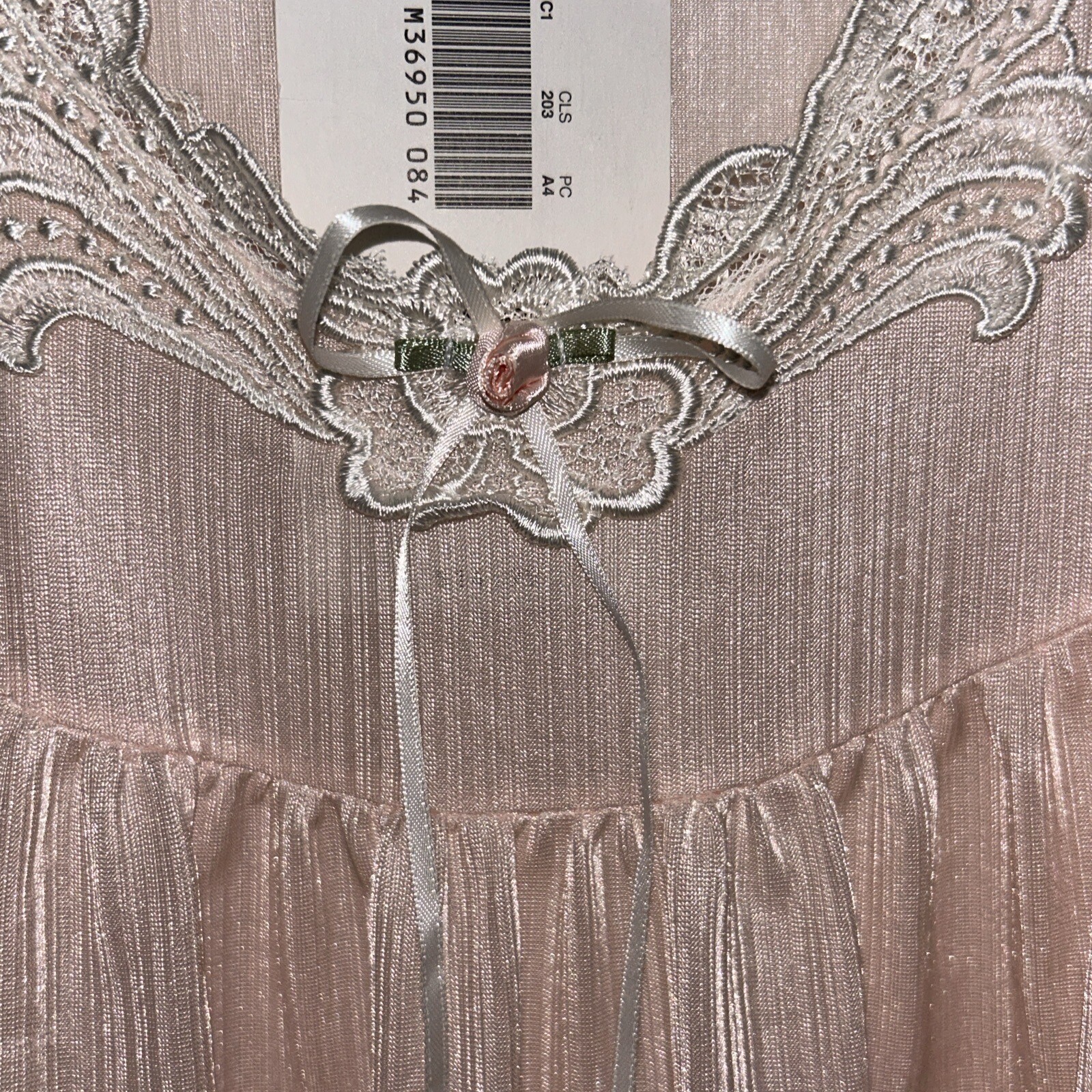 Sears Small NEW Fundamentals Thin Nylon Light Peach Flower/Lace, Nightgown, NWT