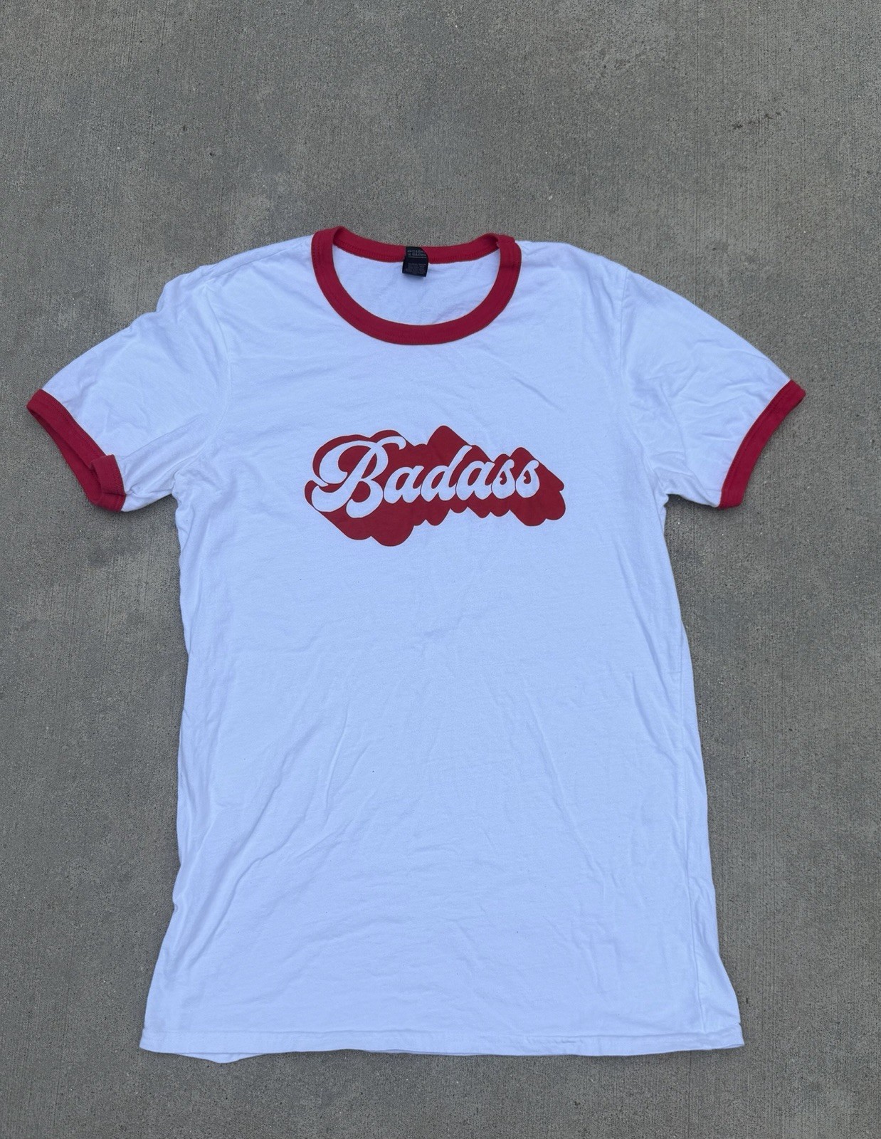Vintage Style White Red Ringer Tee Anvil Small Y2K Cotton Baby T Shirt