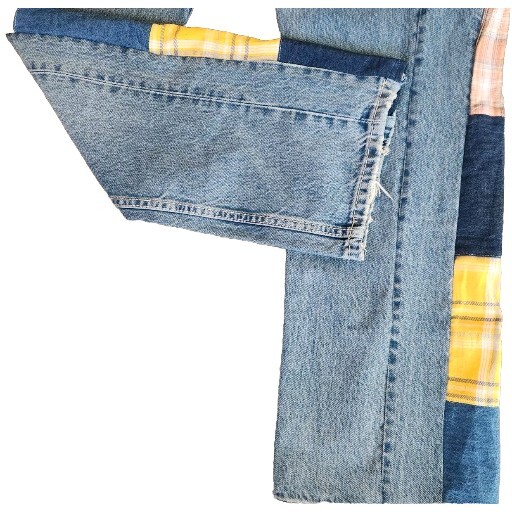 1960&rsquo;s Style Patchwork Distressed Boho Hippie Jeans Button Fly 36.5&Prime; Waist ZARA