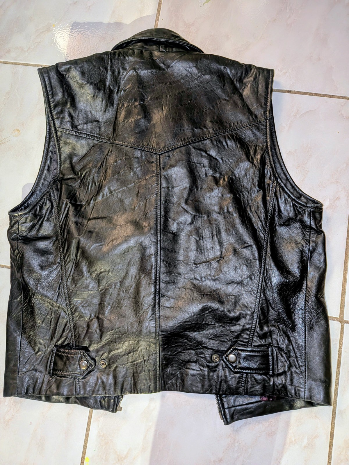 Black Leather Andrew Marc Leather Vest & Isaac Maserati Skirt 2pc LOT