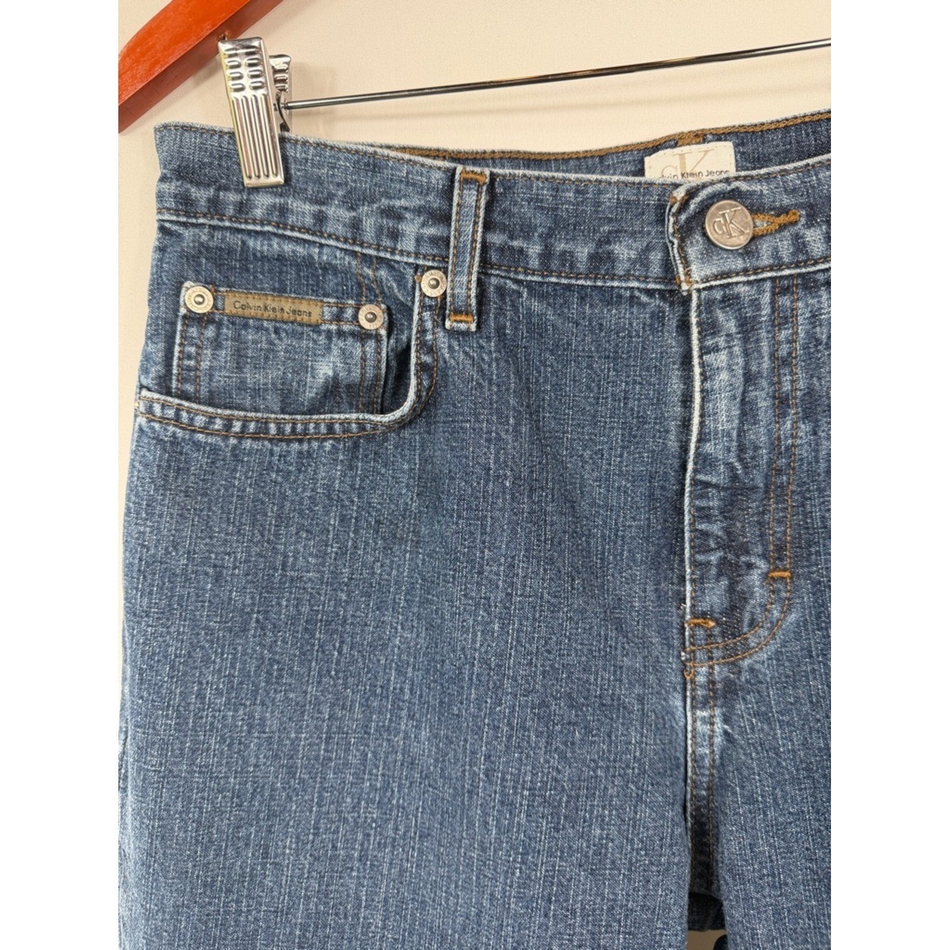 VTG Calvin Klein Calvin Boot Double Stone Jeans Womens Size 10. Inseam 32 in