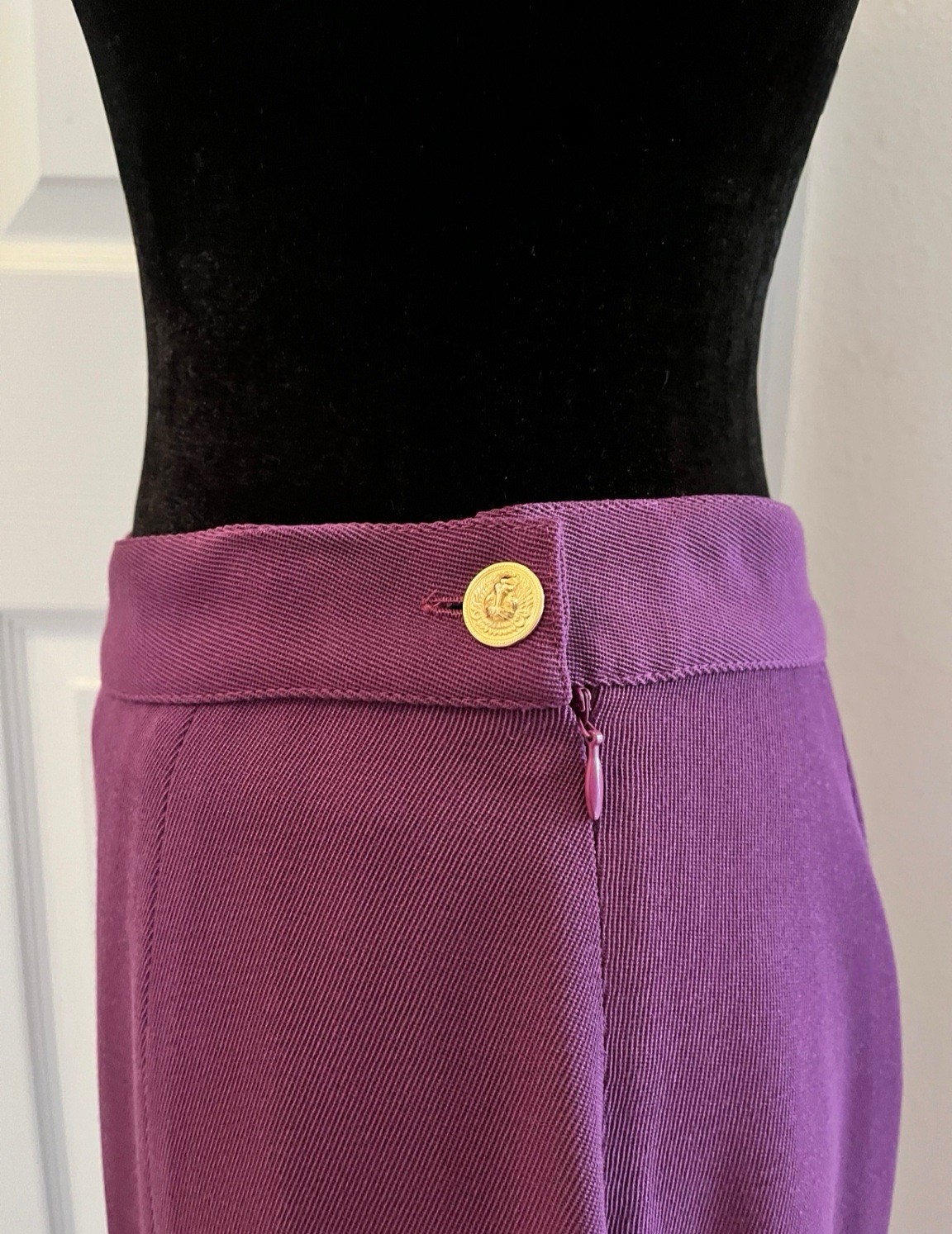 Vintage GIANNI VERSACE VERSUS Purple Long Wool Skirt with Front Slit