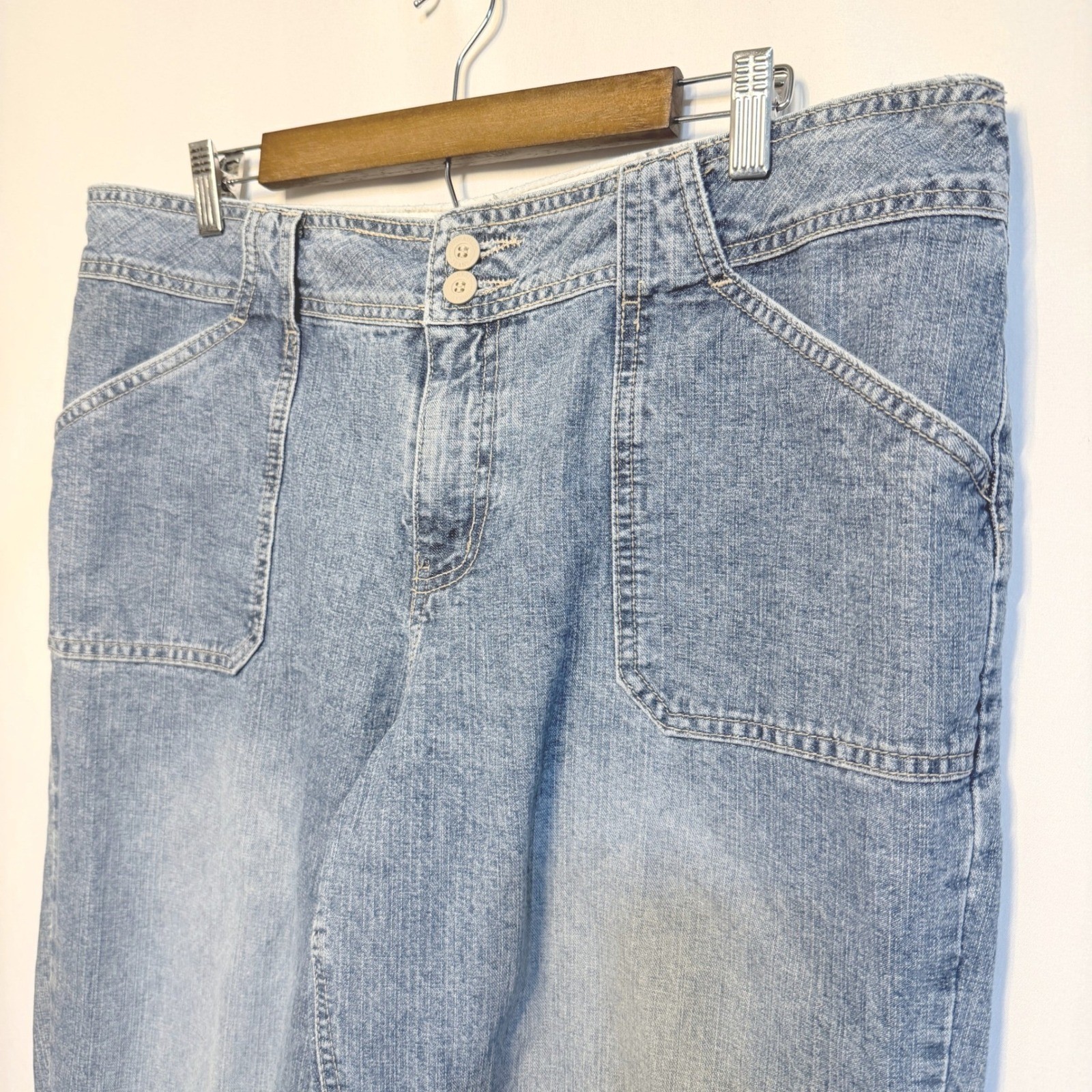 Hydraulic Vintage Y2K Light Wash Denim Utility Carpenter Jeans Women 17/18 5746
