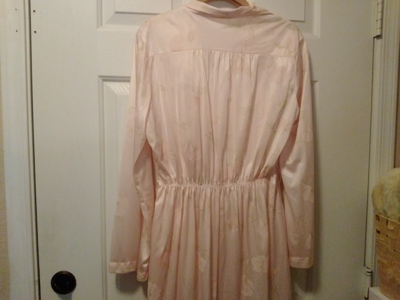 Vintage Pegnoir Nightgown & Robe Set MISS ELAINE SZ Med Soft Peach Floral