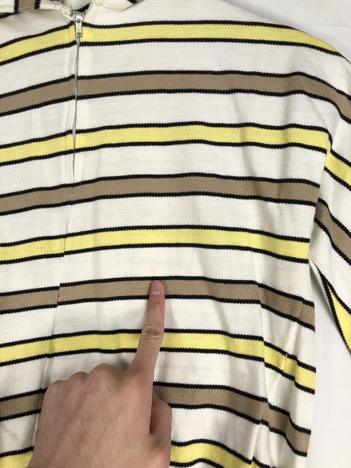 VINTAGE Hoodie Beach Cover Up KNITMASTER 60s Womens Small Terry Cloth Stripe J23