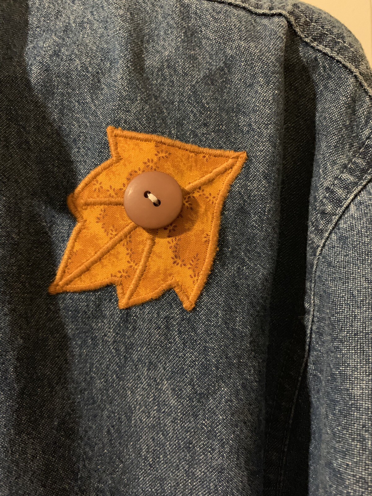 Vintage Denim Button Down With Pumpkins School Teacher Medium