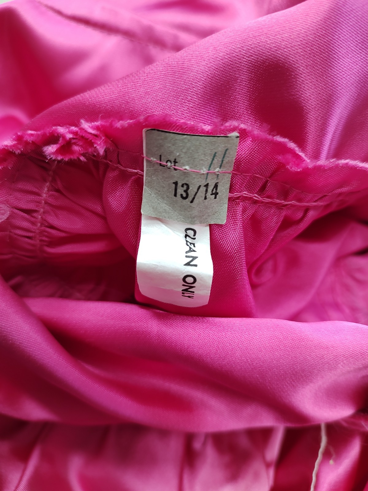 80&rsquo;s Vintage Dress Hot Pink Liquid Satin Shine Puff Sleeve Bow V Back Gown 13/14