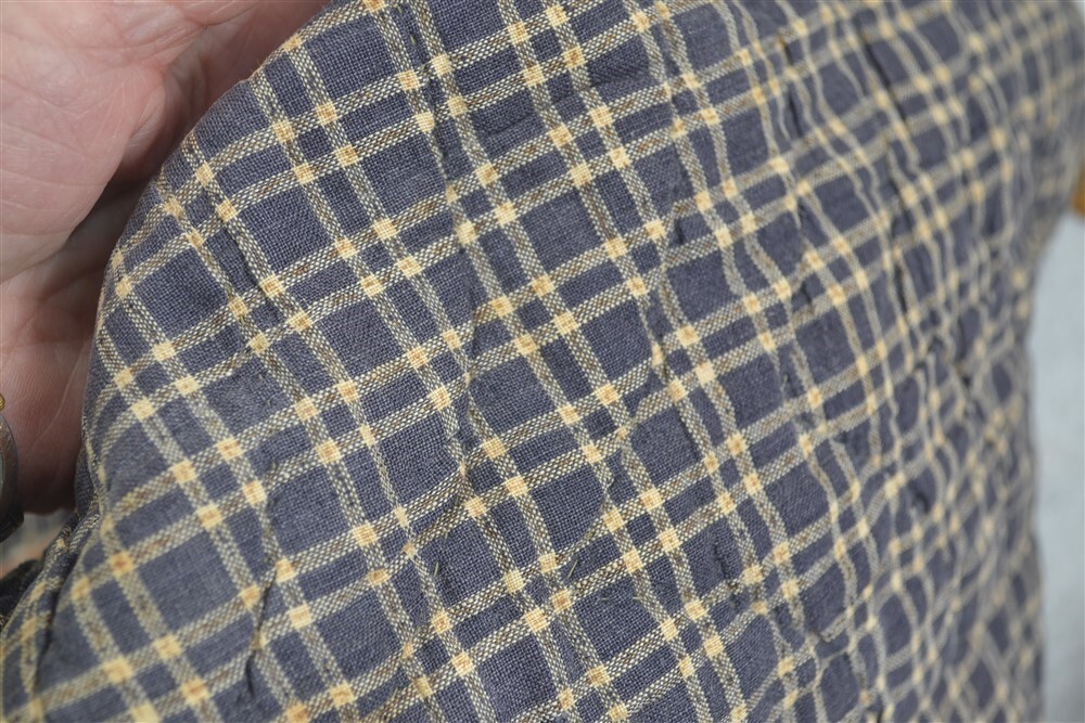 18th 19th petticoat quilted winter blue plaid cotton Civil War Era antique