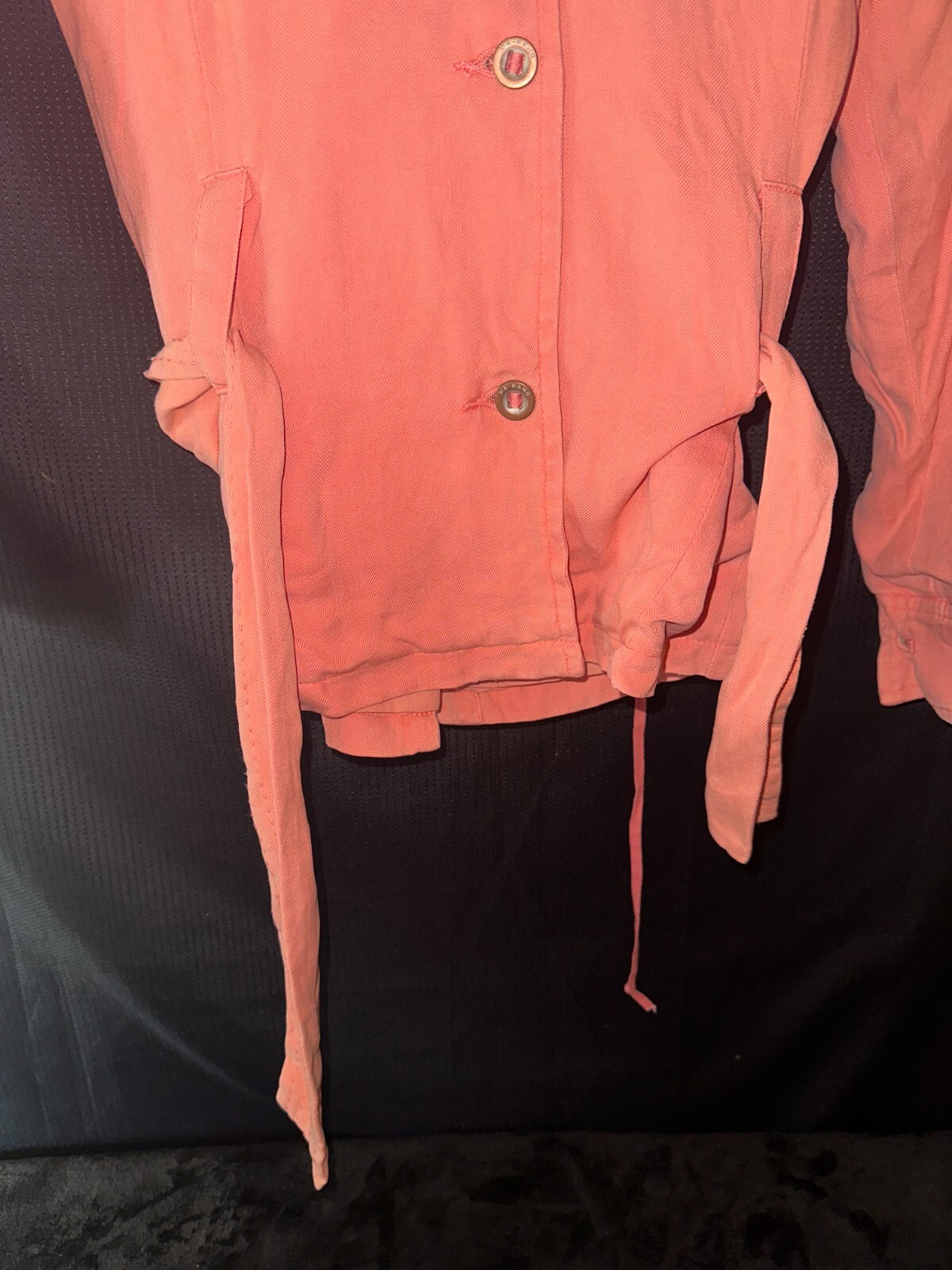 DA-NANG Surplus Indo-Chine Peach Embroidered Utility Cargo Jacket Sz XS NWT