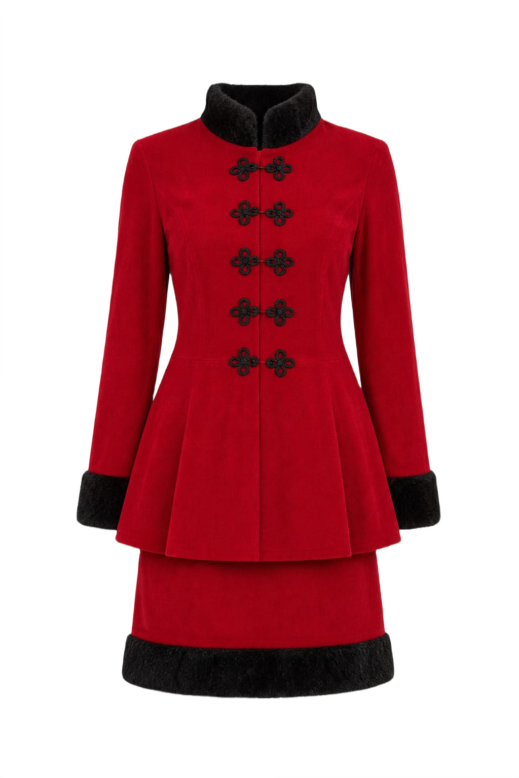 1960s Mod Red Velvet Set: Coat & Skirt, Women&rsquo;s Size M