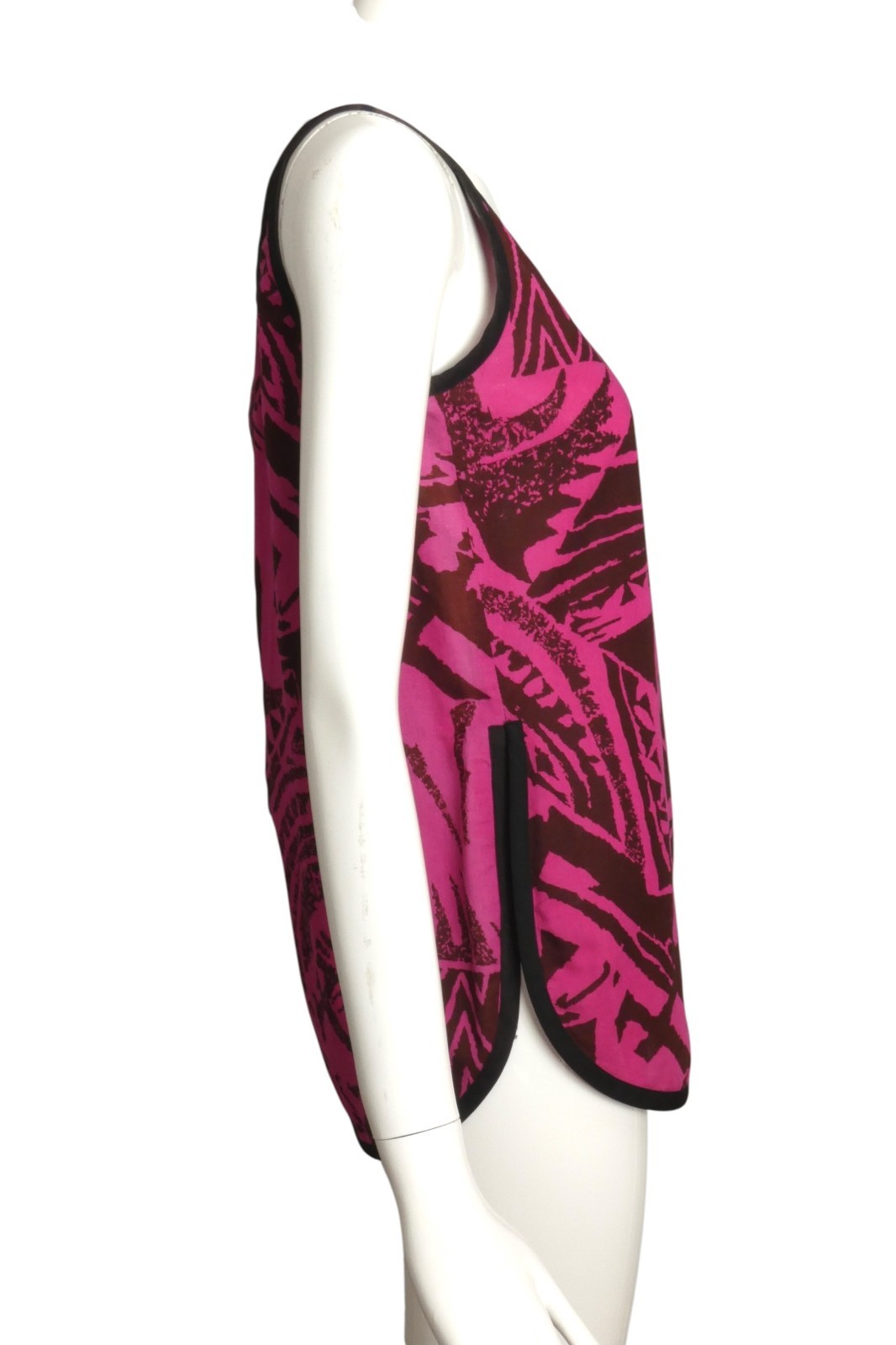 PIERRE CARDIN PRESTIGE – 1980s Raspberry Linen Print Tank, Size-4