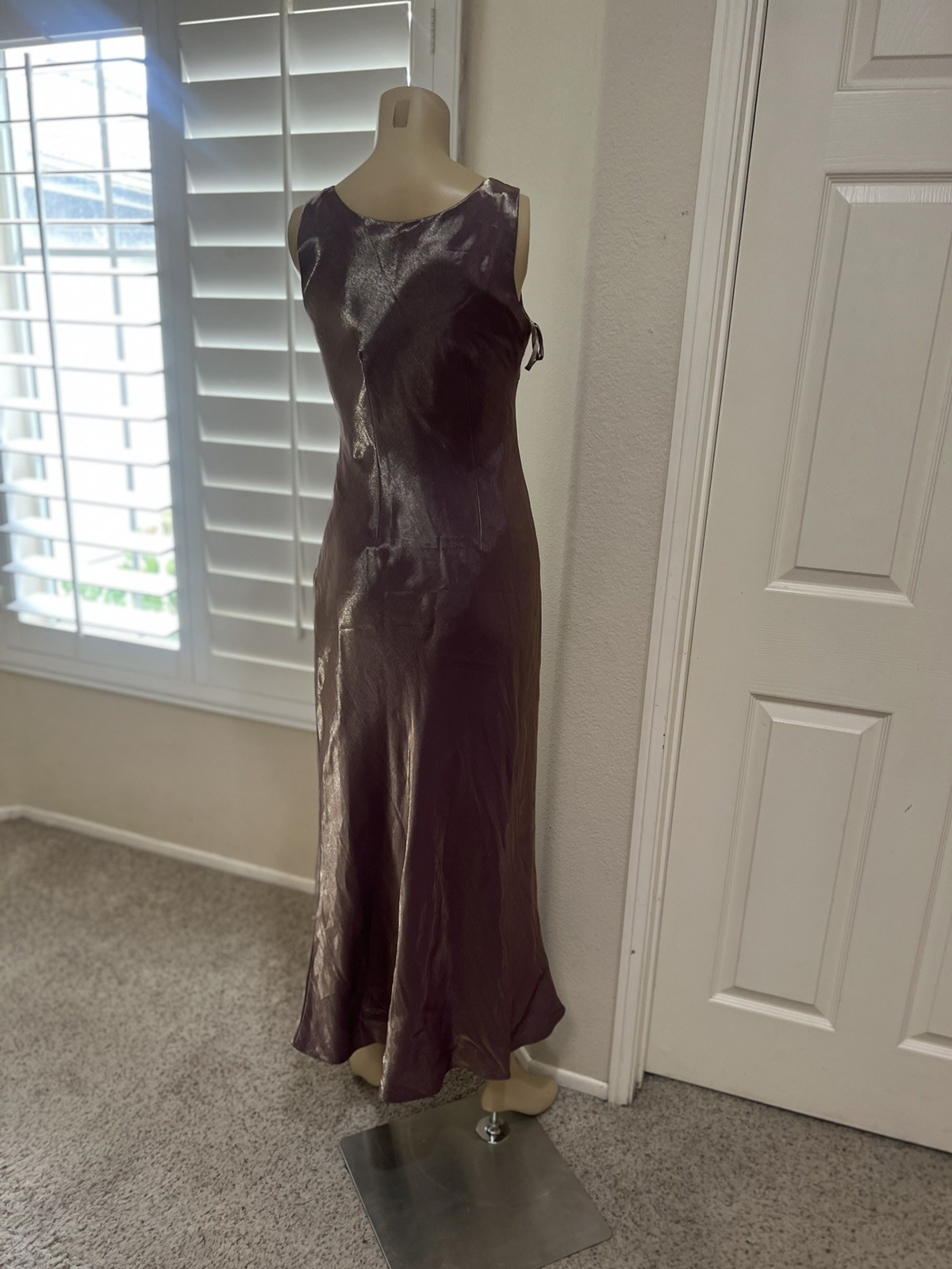 Alex Evenings Metallic Bronze‎ Beaded Short Sleeves Long Formal Gown Dress Sz 6