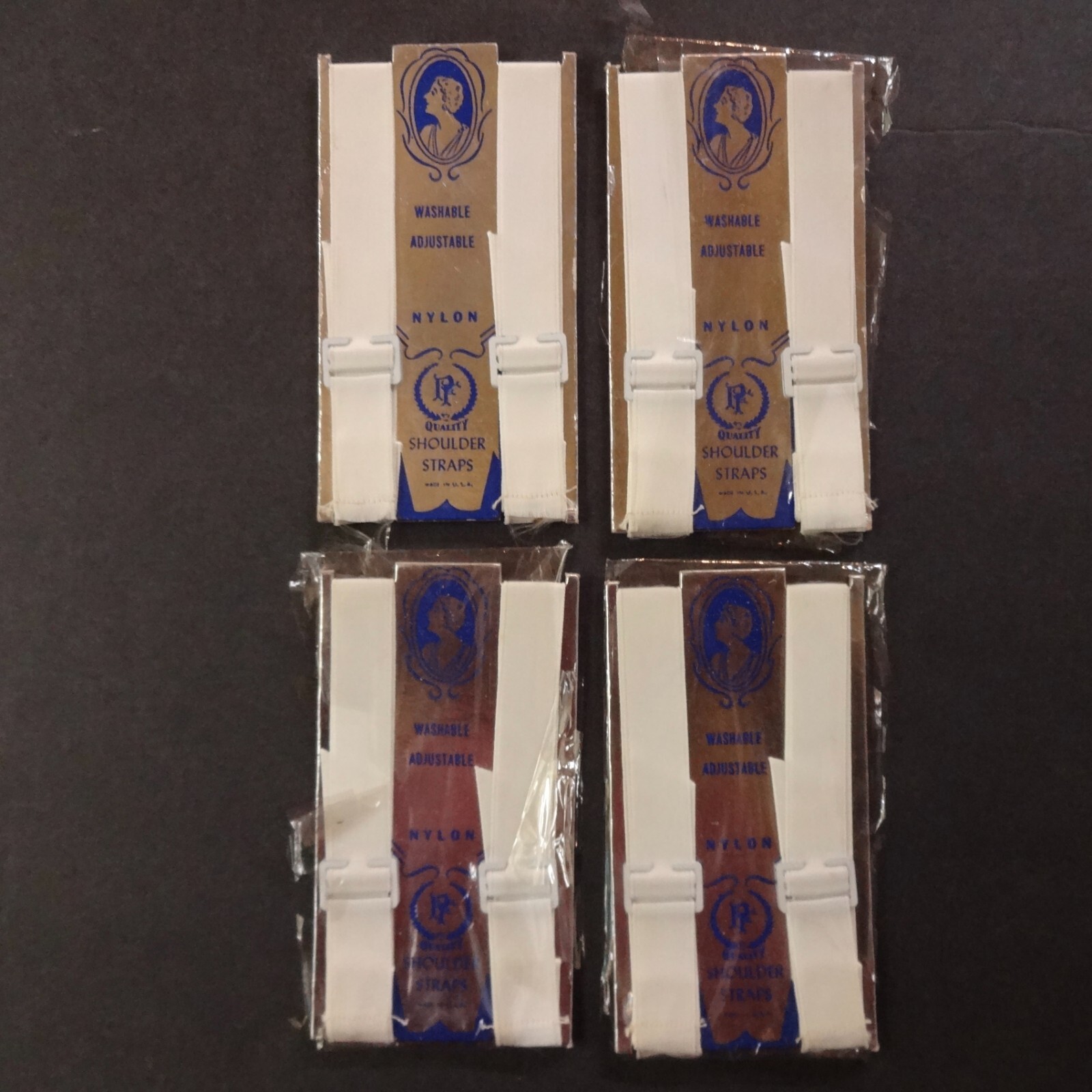 4 Packages Vintage PF Quality Nylon Adjustable Shoulder Straps Unused