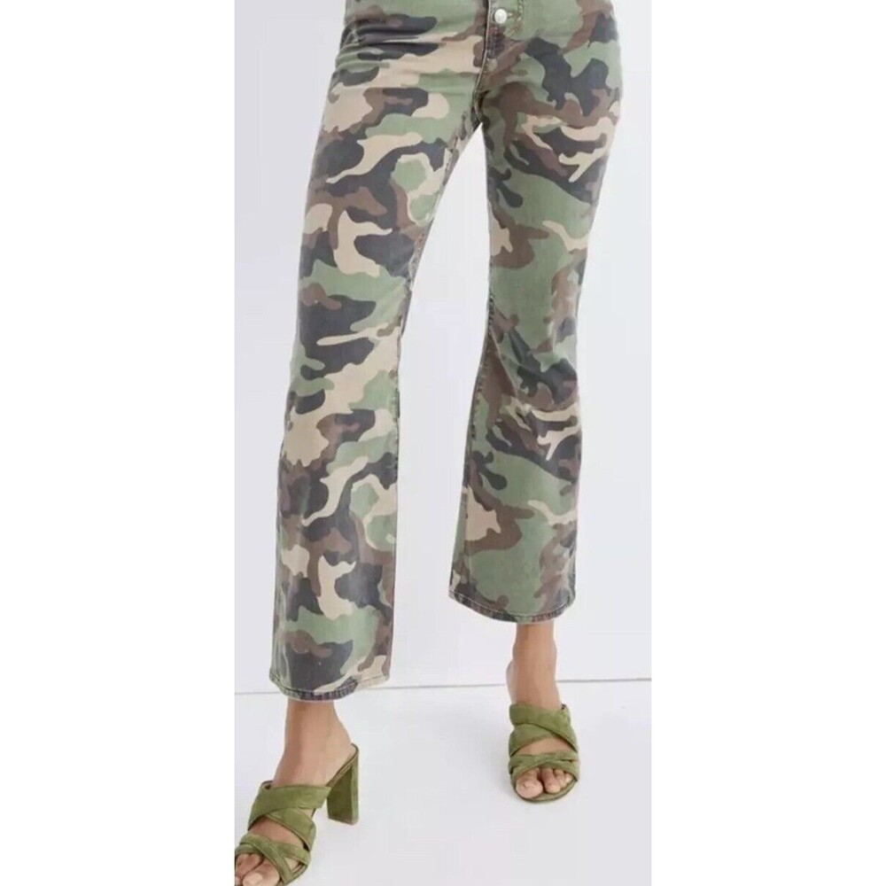 NWT $298 Veronica Beard Carly Kick Flare High Rise Jeans Camo Women&rsquo;s 26