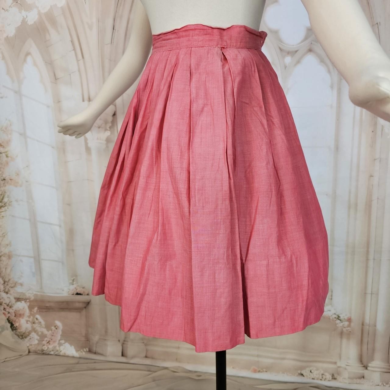 Vintage 1950s Skirt Pleated Pink Circle Skirt Retro Pinup Rockabilly Metal…