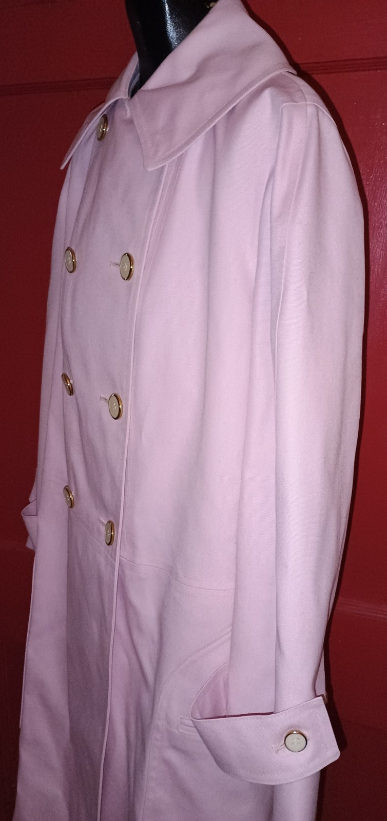 Vintage Misty Harbor DBL Breasted Trench Rain Pink Sz 14 Reg Fully Lined