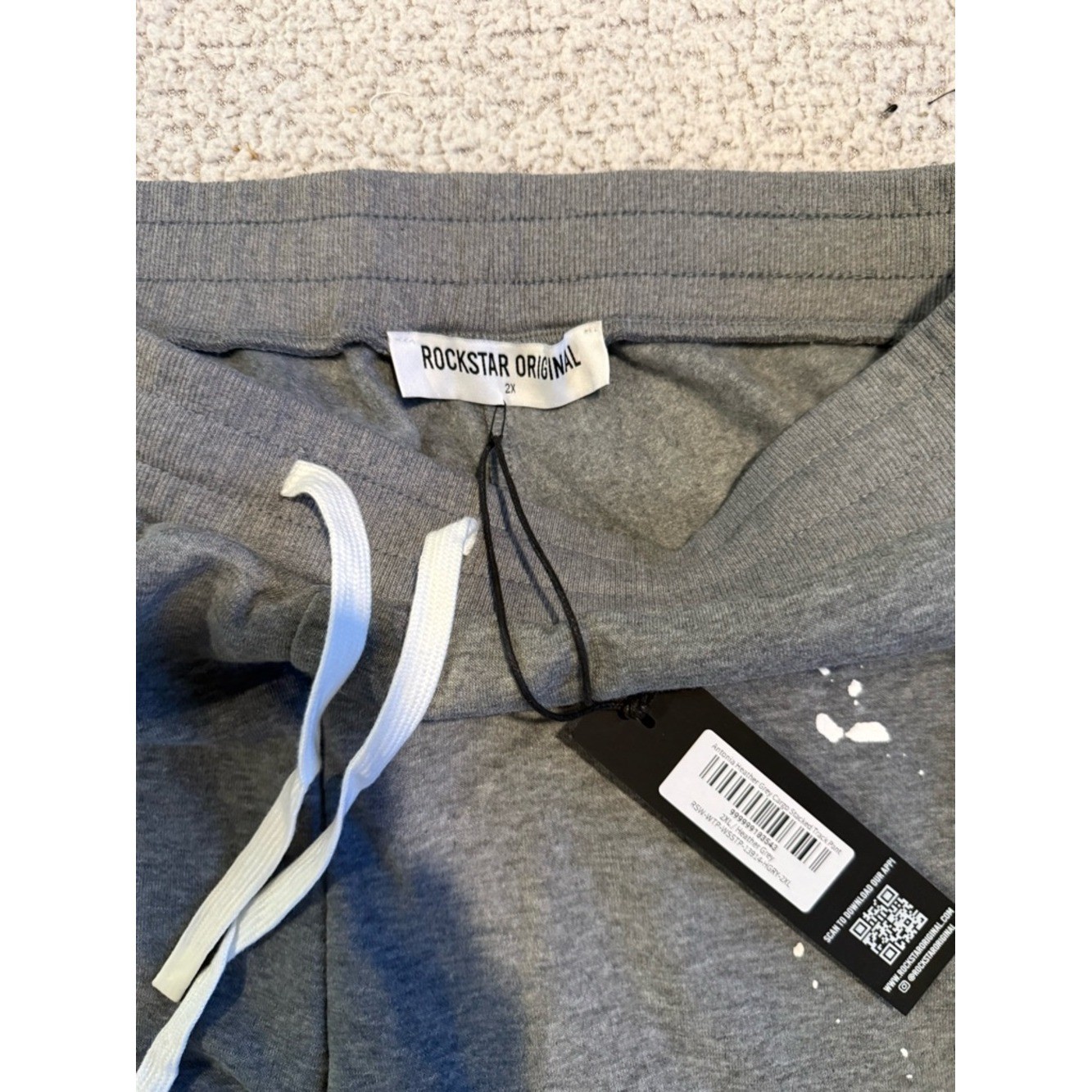 🔥 Rockstar Original NWT Gray Cargo Sweatpants Paint Splatter XXL Streetwear