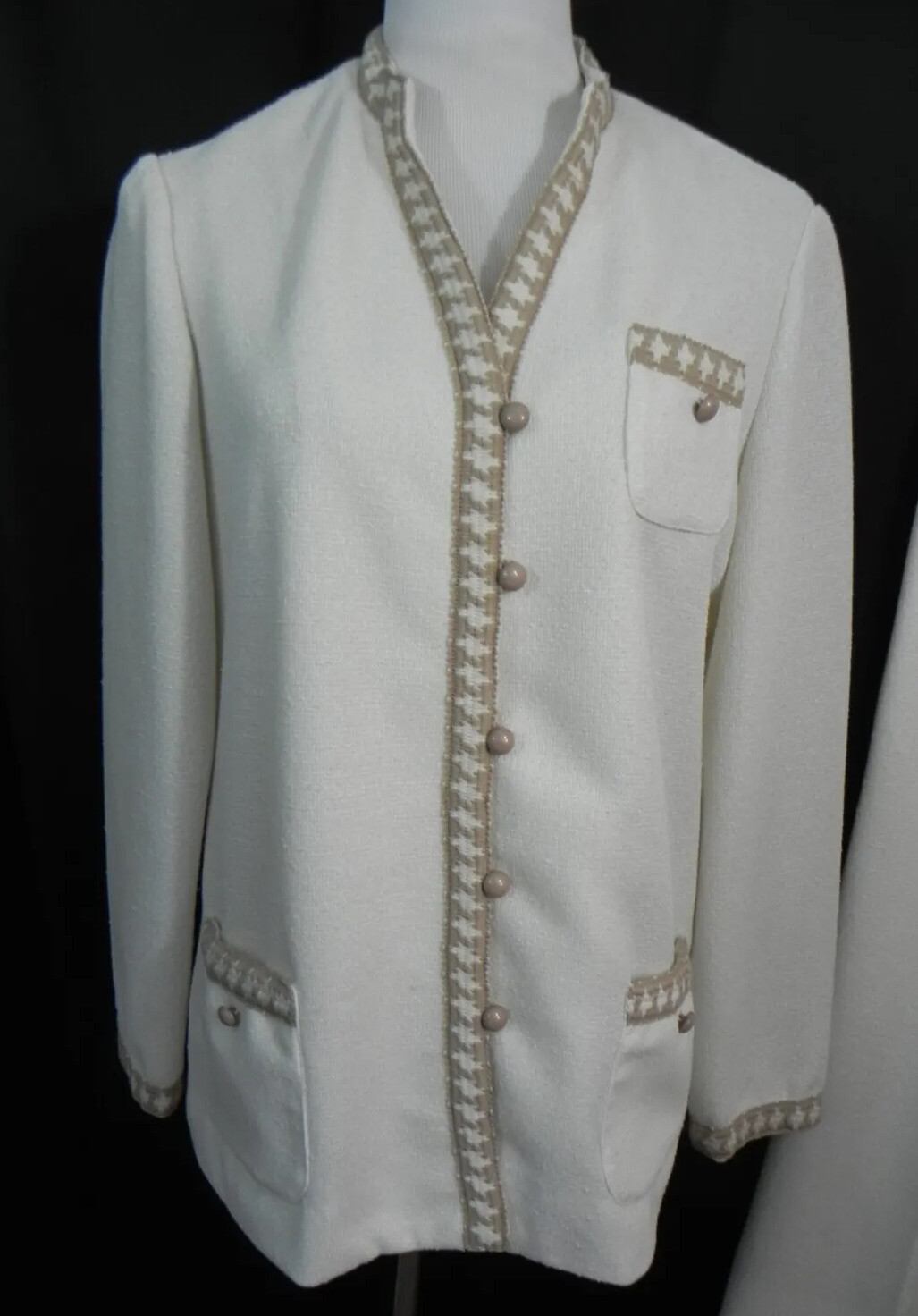 1980s MONTGOMERY WARDS Winter White Polyester Leisure Pants Suit sz 15/16 ( L )