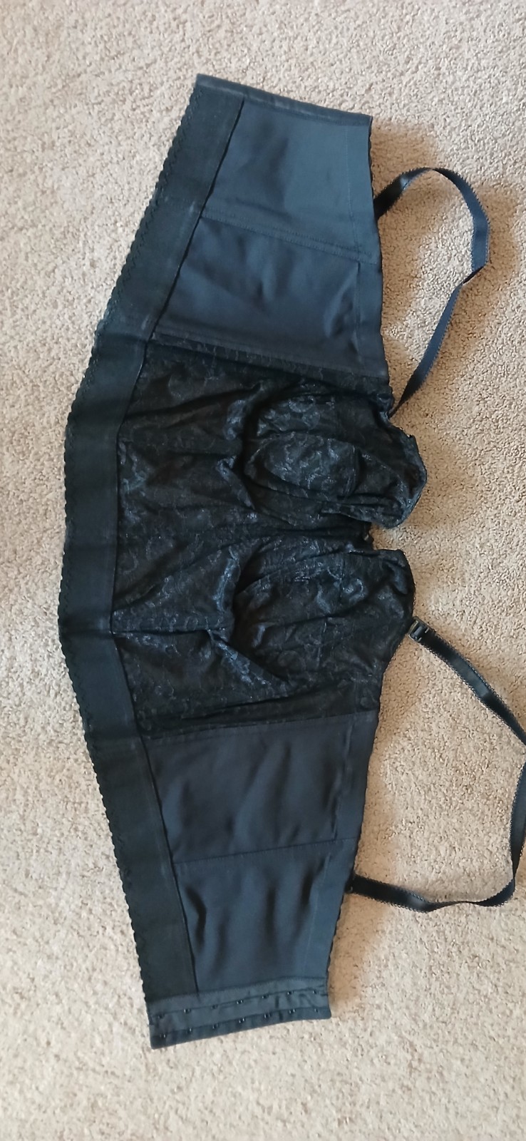 Goddess Convertible Corset Boned Longline 44B Black Lace Bridal NWT #689 Vtg