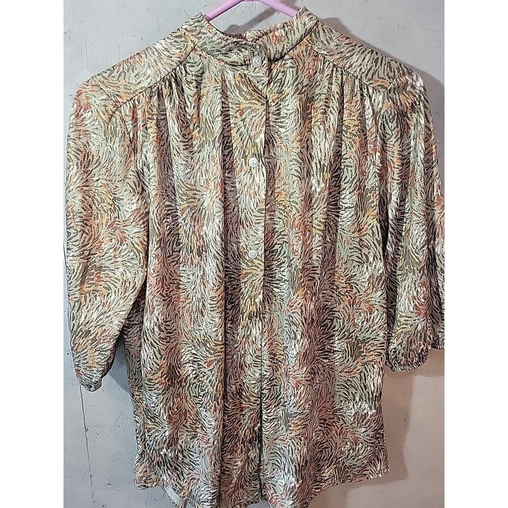 70s Vtg Handmade Size XL Shirt Standard Fit Tunic 1/2 Sleeve Lightweight Green