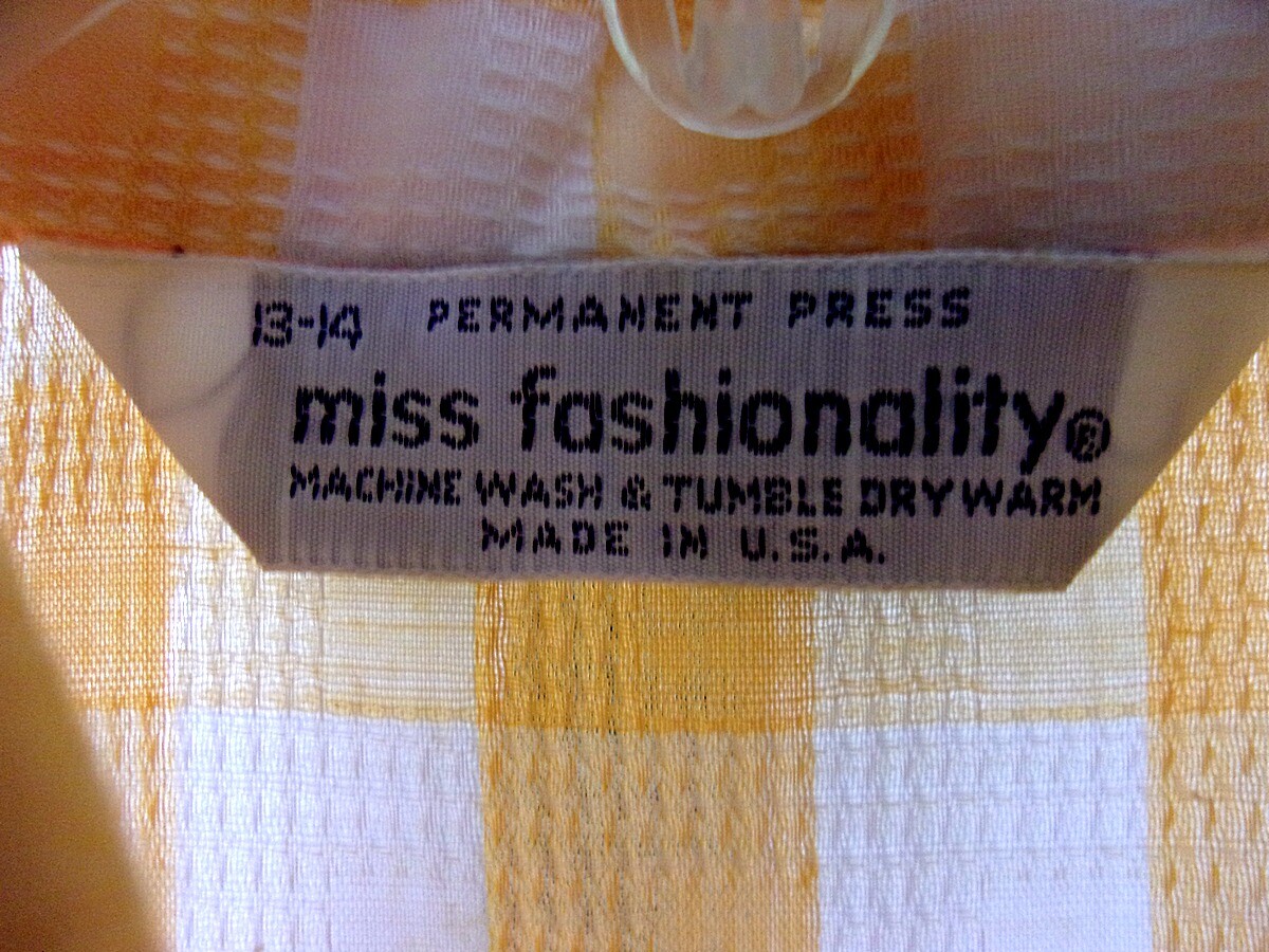 VTG 1980s Womens Size 13/14 Yellow Check MISS FASHIONALITY Button Up Shirt Top