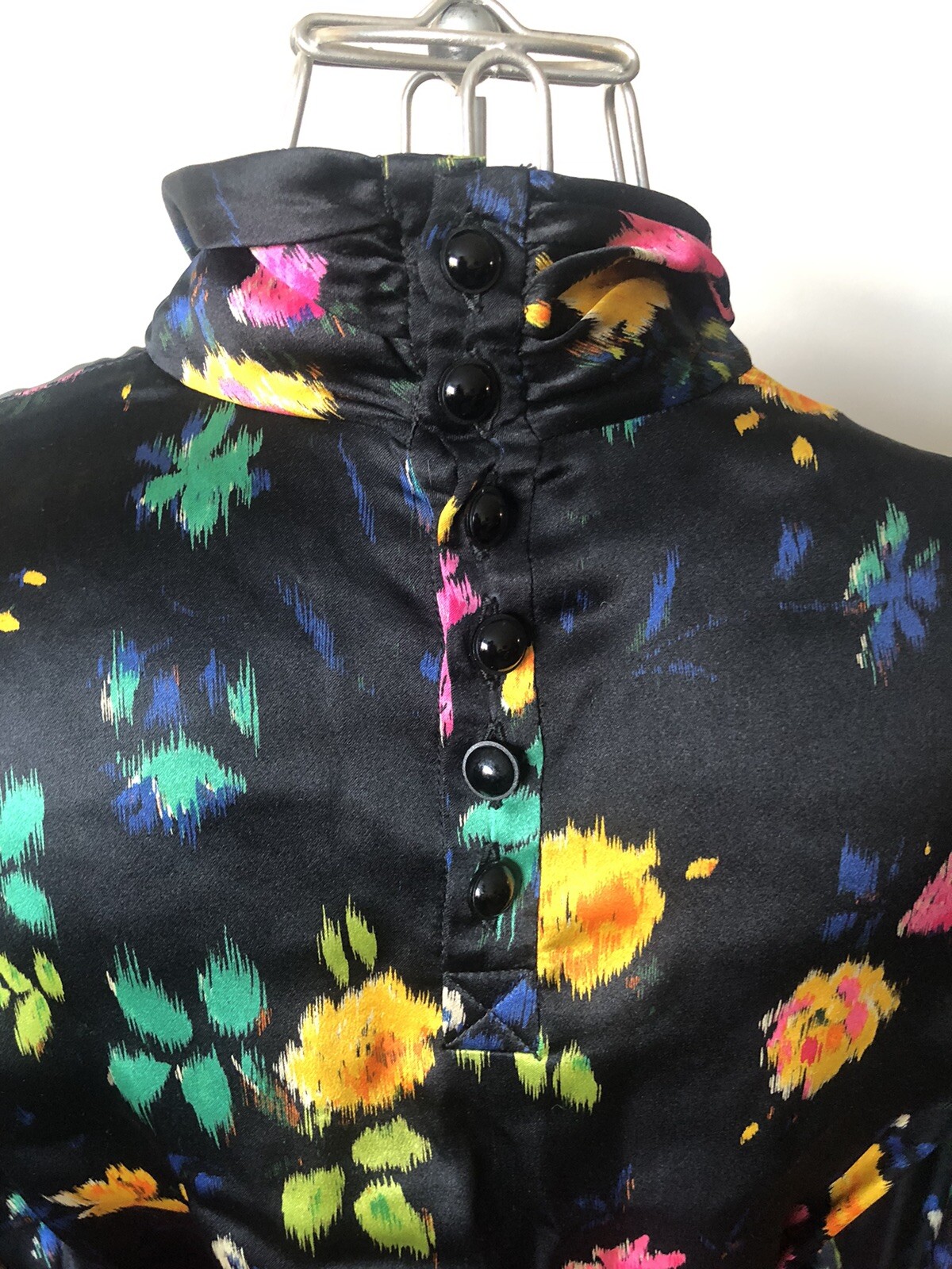 Vintage Emanuel Ungaro For Bergdorf Goodman Floral Silk Blouse, French Cuffs