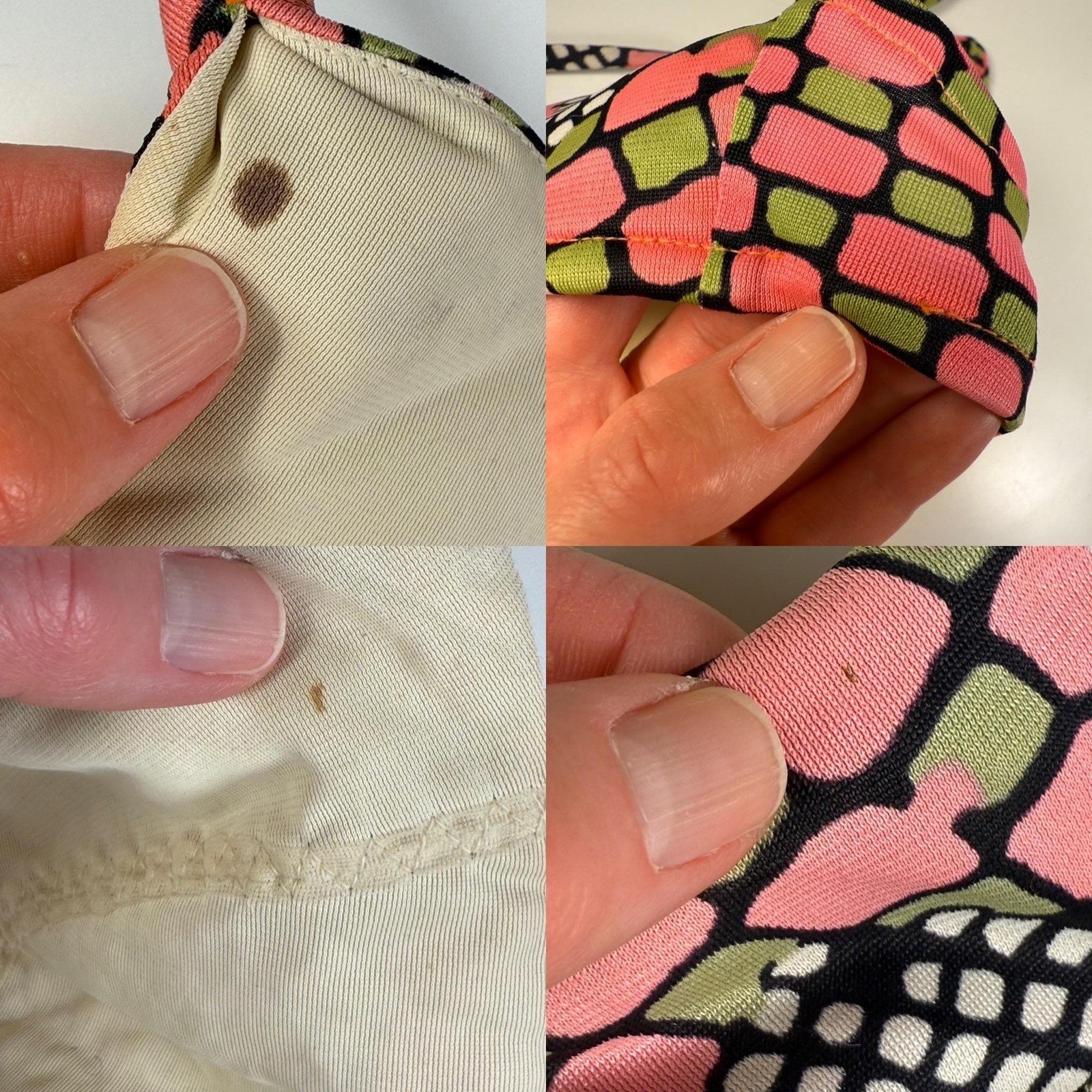 Vintage 1960s Vassarette Bikini Top Mod Print Nylon Bralette, Size 32A (XS)
