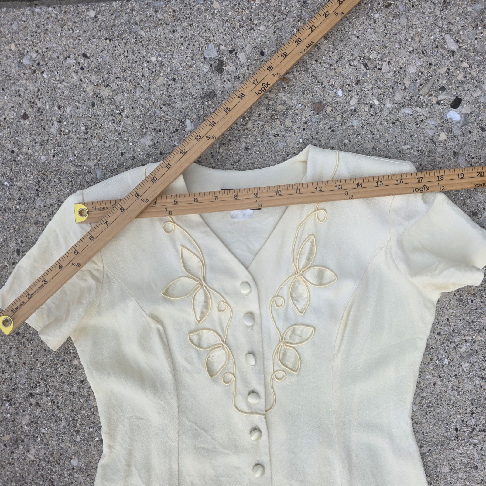 Vintage Dawn Joy Fashions Yellow Button Front Dress USA Rayon Acetate Size 12