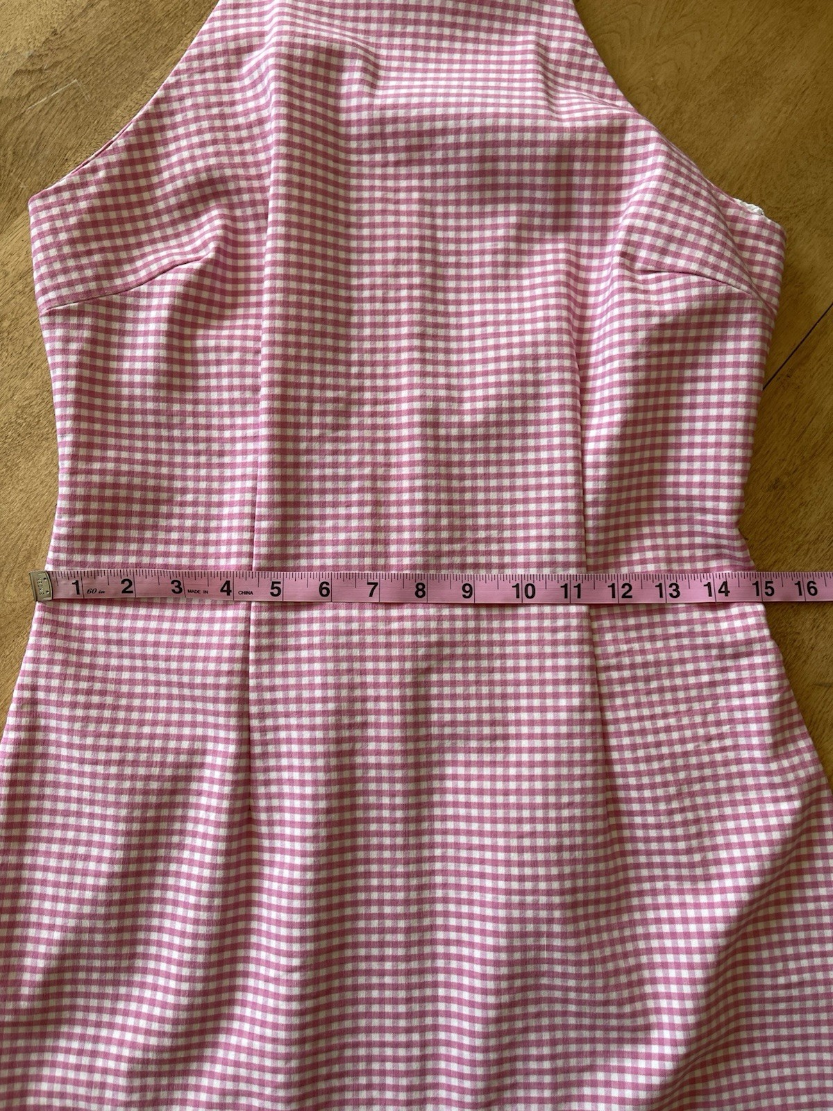 Vintage 90s California Concepts Gingham Sun Dress Size 7 Pink Y2K