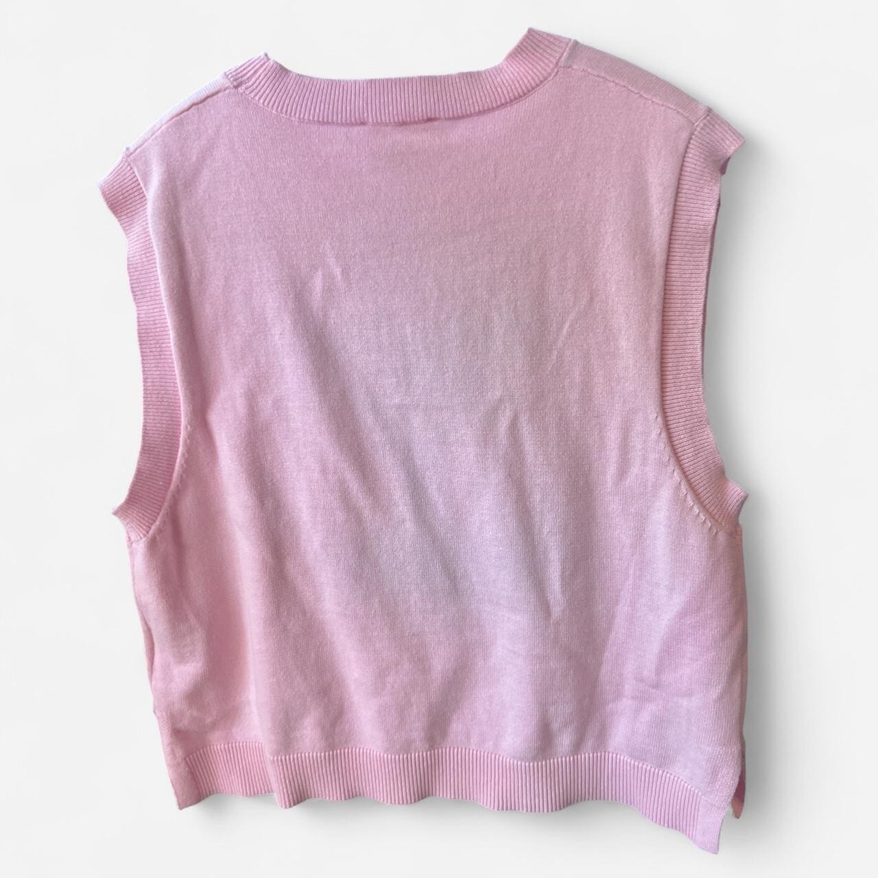 My Violet Pink Cat Knit Sweater Vest XL Blue Kitty Button Eyes Bow Coquette