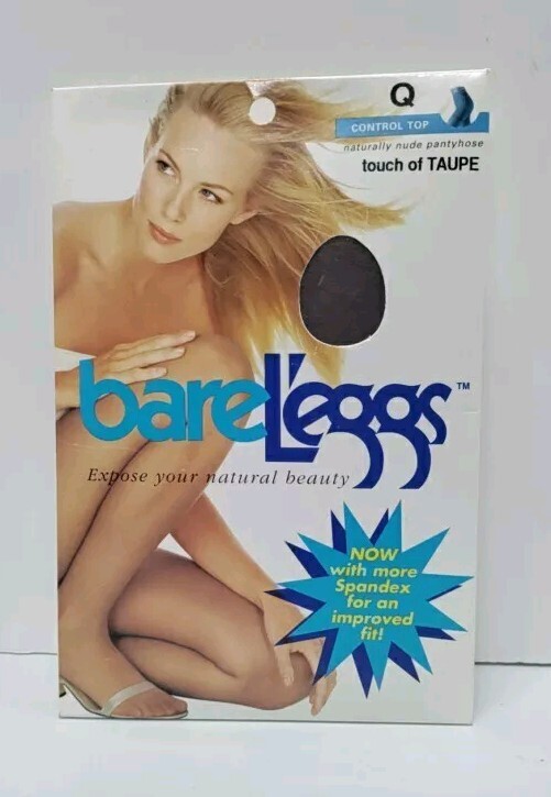 VTG Bare Leggs Pantyhose Spandex & Control Top Size Q Queen NOS