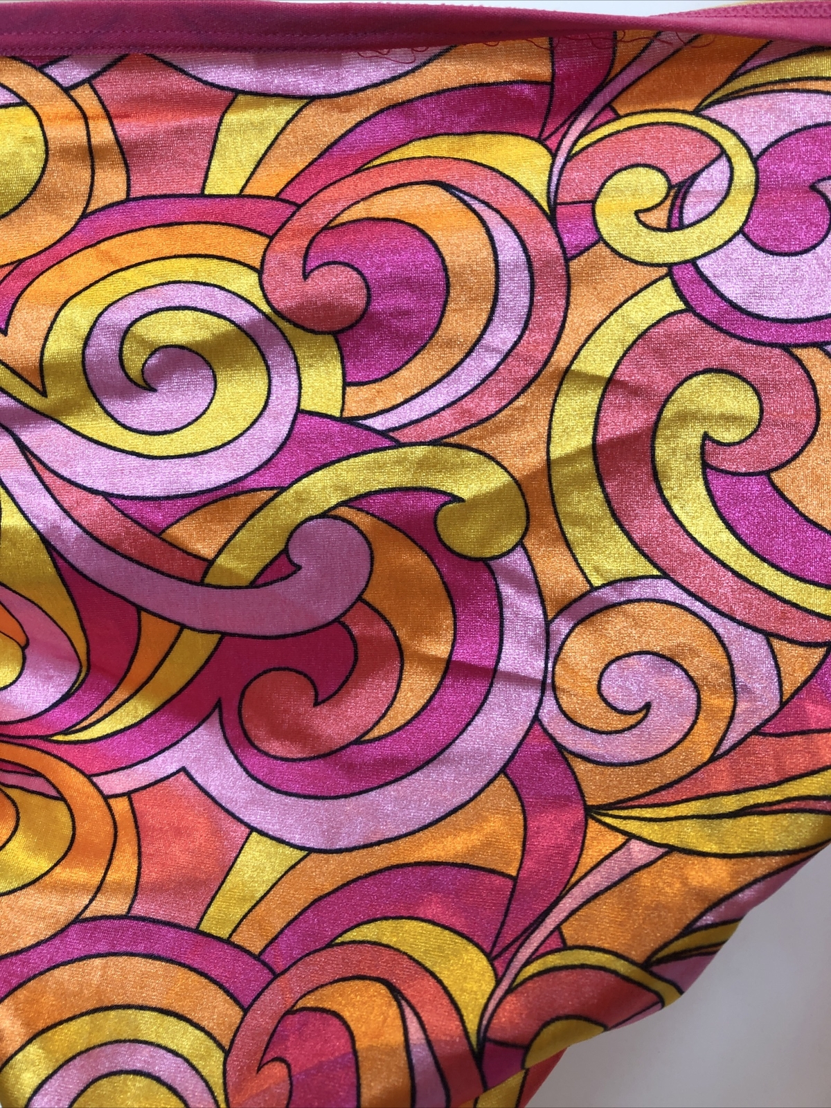 delicates panties high cut leg NWT size 6 bikini groovy Mod Pink Orange Swirl