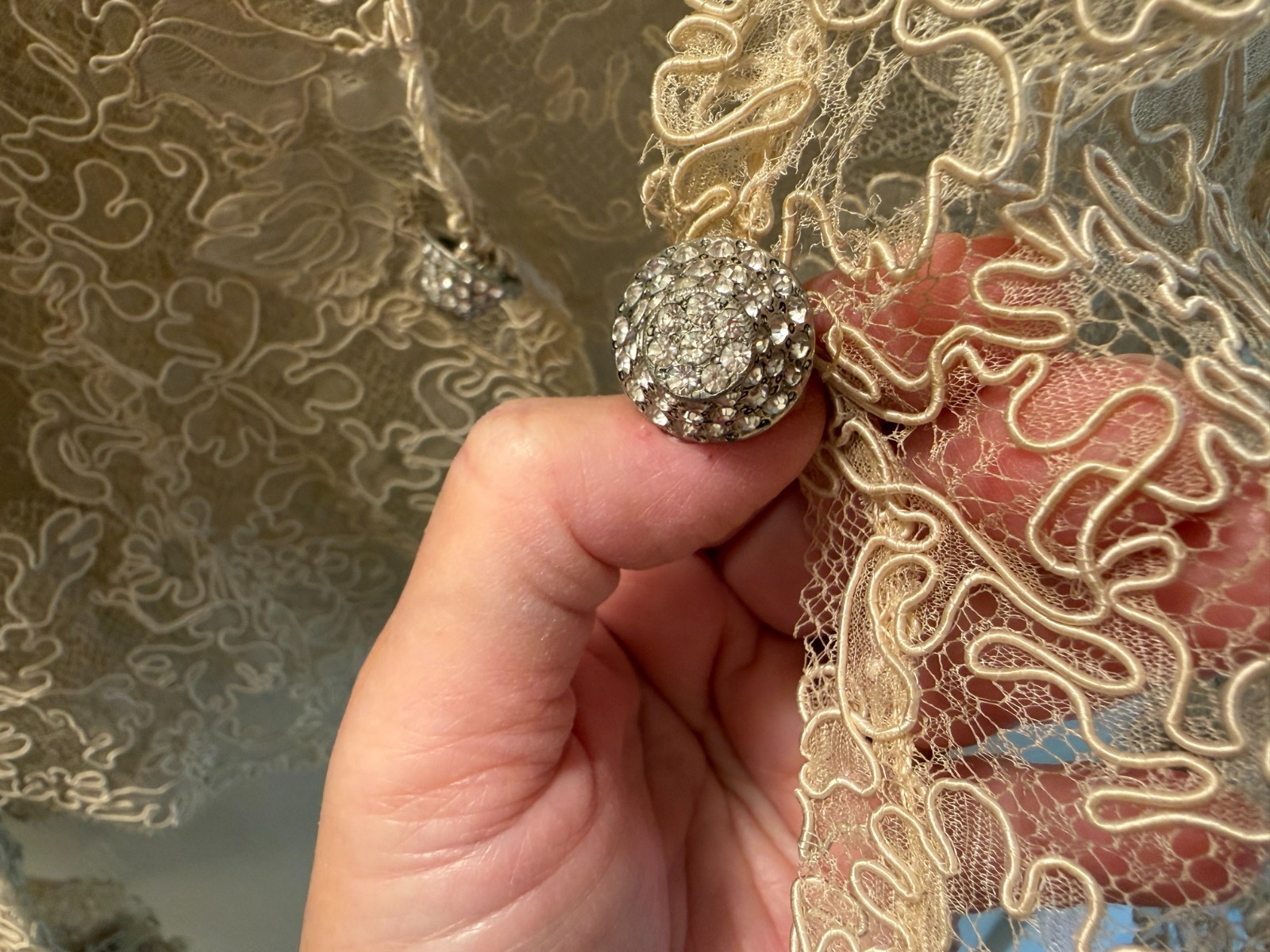 Antique Edwardian Soutache Lace Jacket, Very Fragile for Reclaiming, Rhinestone